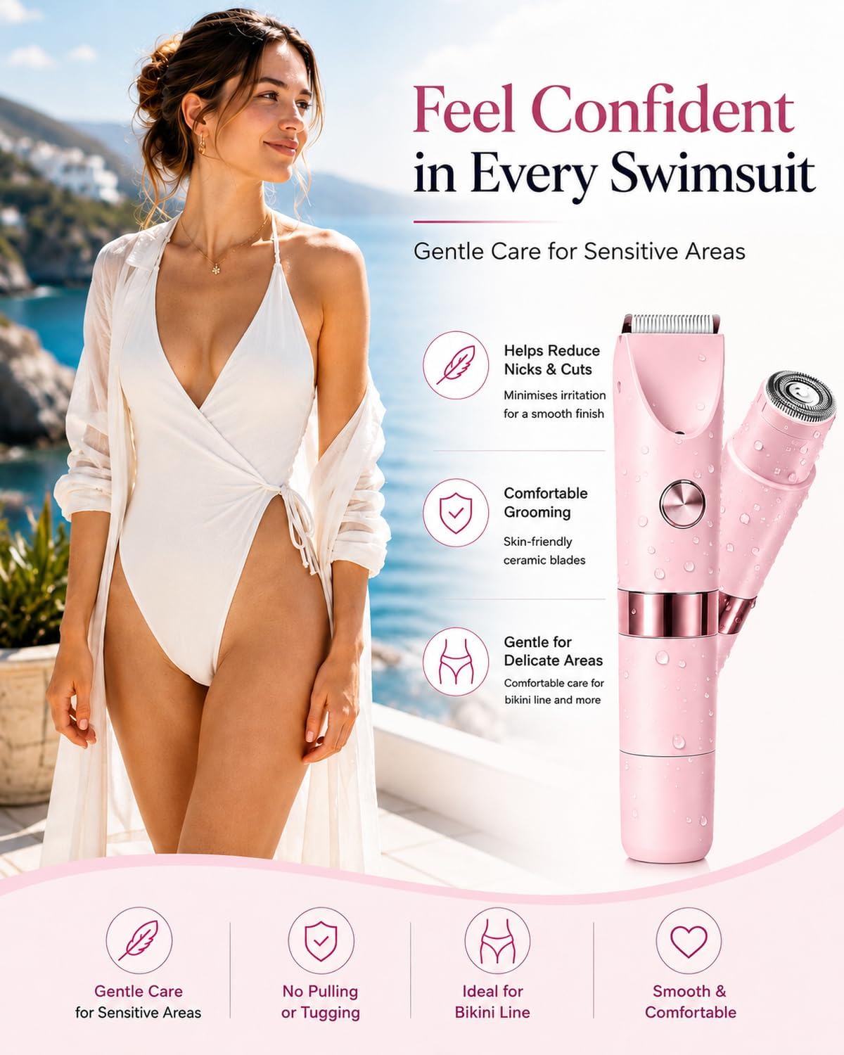 Thumbnail 1 de Bikini Trimmer Women Waterproof 2-in-1: Gentle Facial Hair Remover for Women