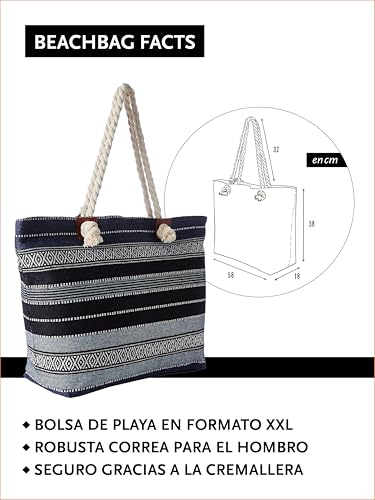 Thumbnail 1 de DonDon Bolso de playa grande impermeable con cremallera Baltic Sea
