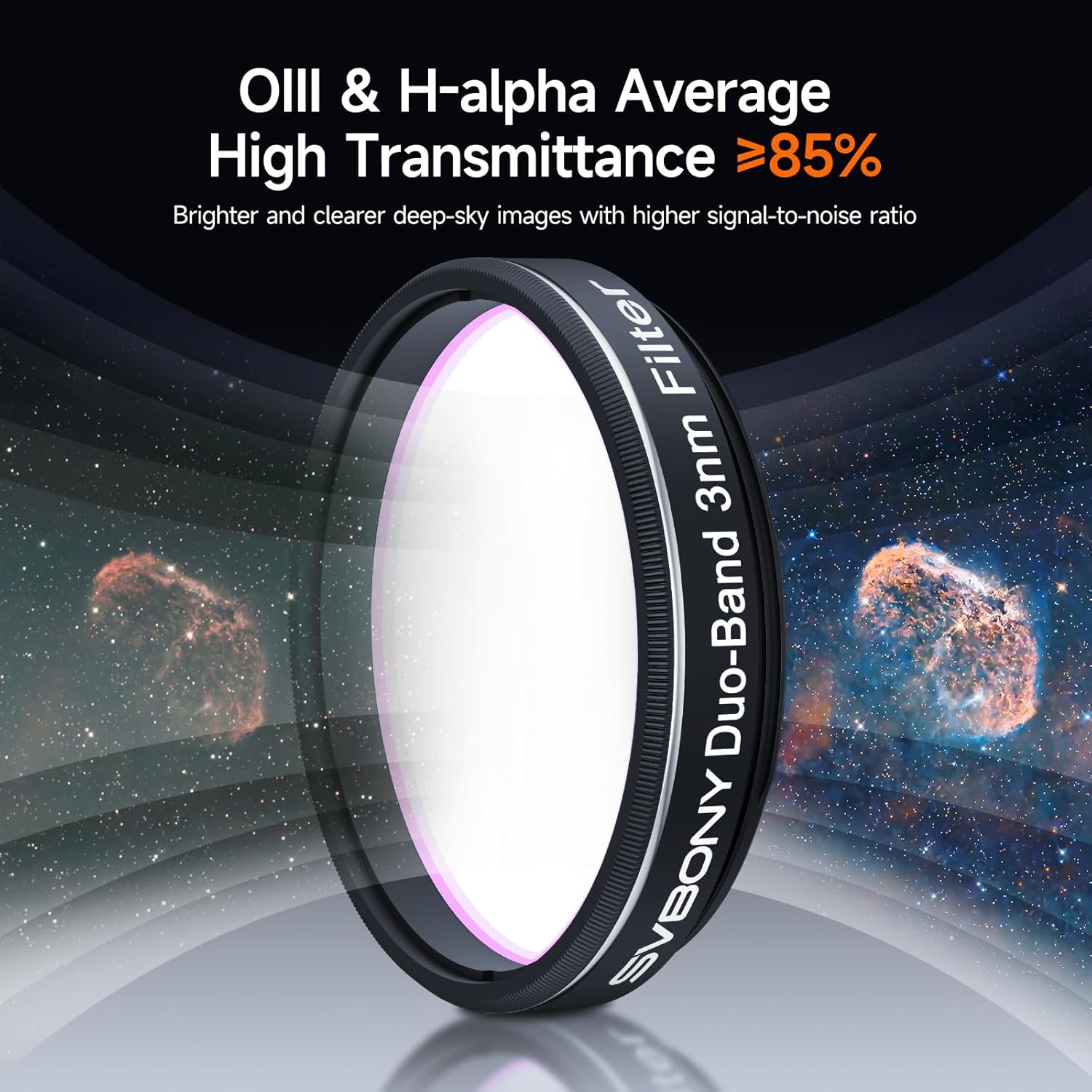 Detalle de Svbony SV220: Filtro H-Alpha e OIII 3 nm per telescopi 1,25" (OD5) – Nebulosità con alta trasmissione