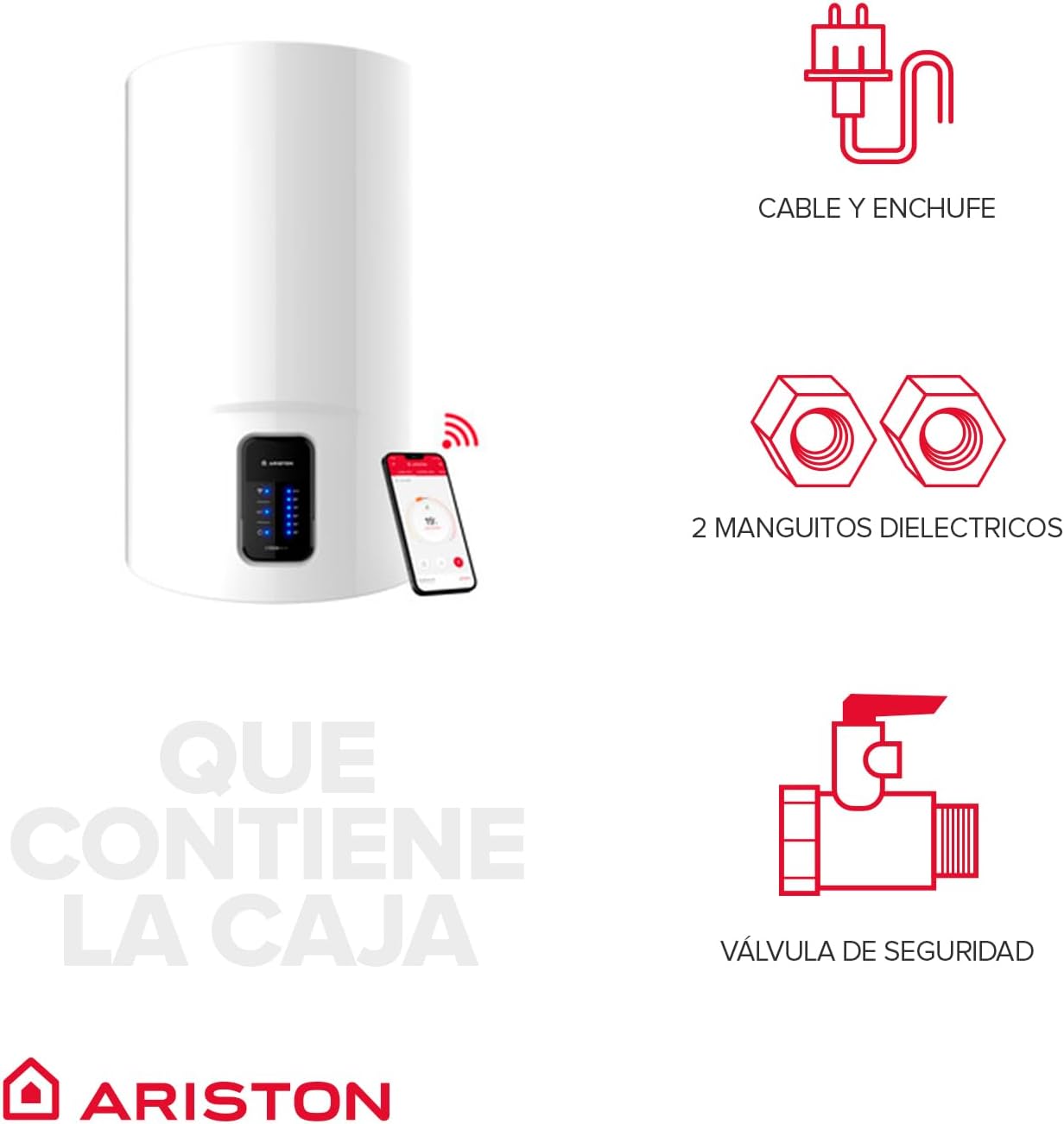 Detalle de Ariston Lydos Wifi: Scaldabagno Elettrico 50 L con Display Touch e connettività