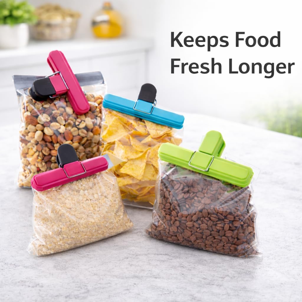 Detalle de MEKEET 9Pcs Food Clips for Bag Sealing – Reusable Kitchen Clips in 3 Colours