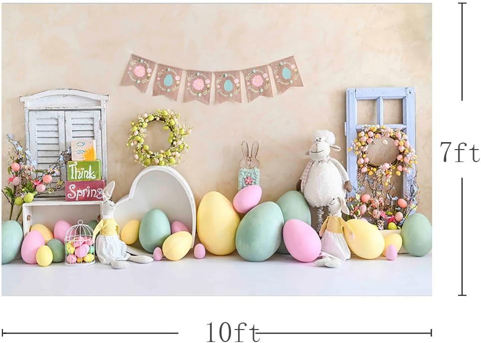 Thumbnail 2 de MEHOFOND 10x7ft Easter Photography Backdrop – Spring Rabbit Egg Theme, Seamless Fabric for Photo Booths and Parties