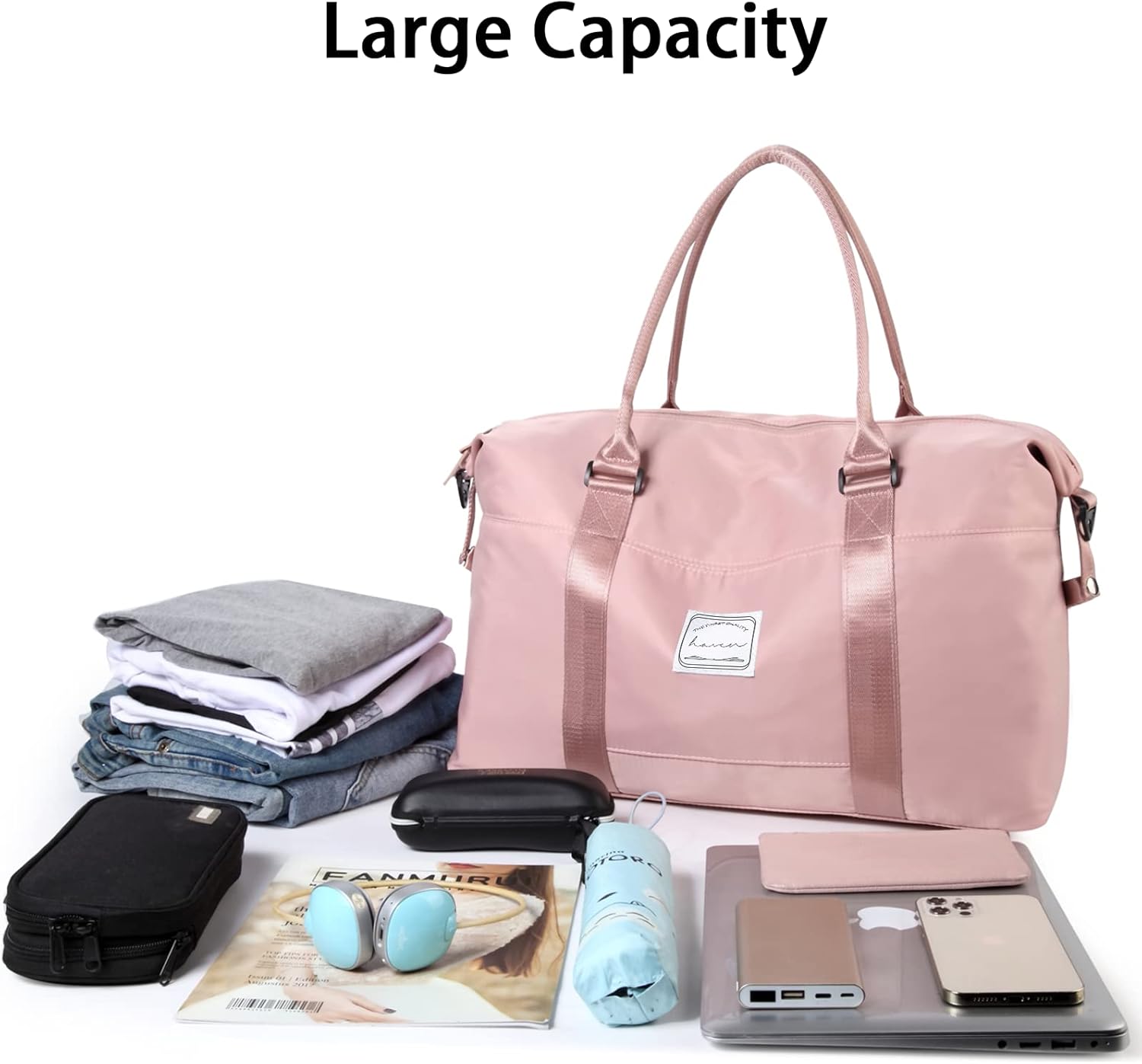 Detalle de Hayayu Women’s Weekend Bag (Overnight/Travel Duffel, carry on holdall) 55x27x18cm, 30L