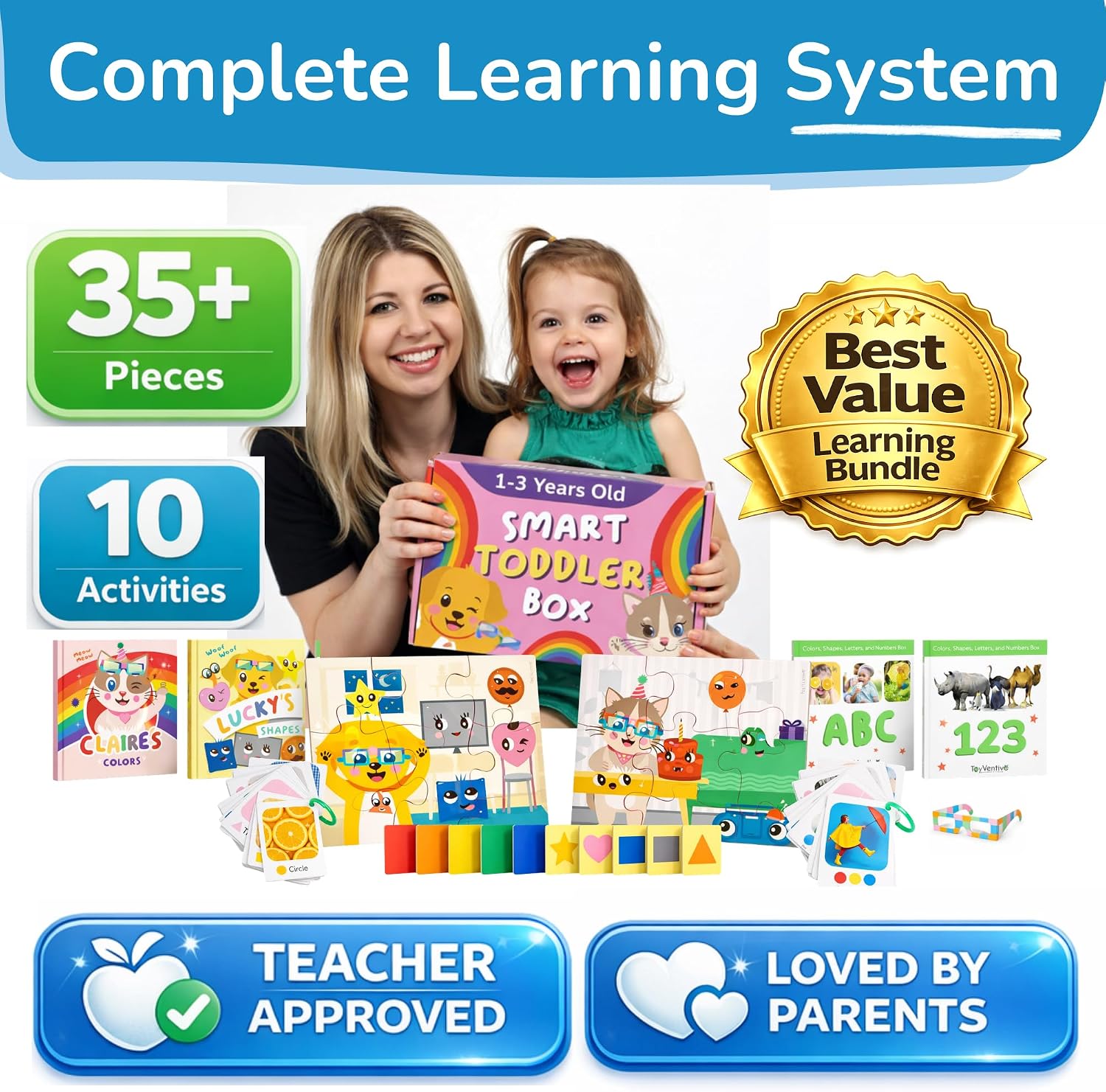 Detalle 2 de TOYVENTIVE Smart Toddler Box: books, flash cards, and puzzles for ages 1+ to 3+