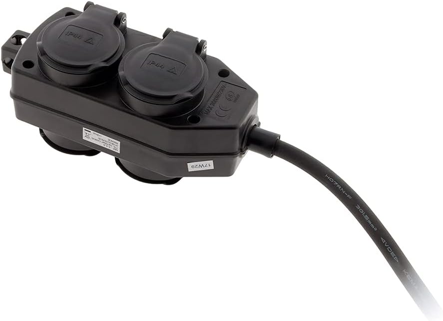 Thumbnail 2 de Zenitech Boîtier de Dérivation 4 Prises IP44 – Noir, 5 m, câble H07RN-F 3G 1,5, NF – Sécurité enfant