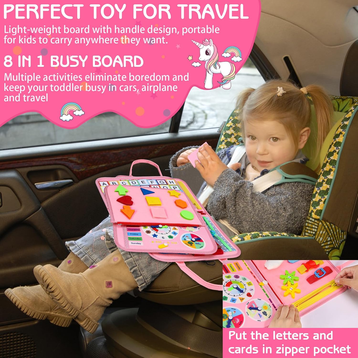 Thumbnail 3 de Esjay Toddler Busy Board Montessori Toys for Girls: Multi-Page Sensory Learning Board
