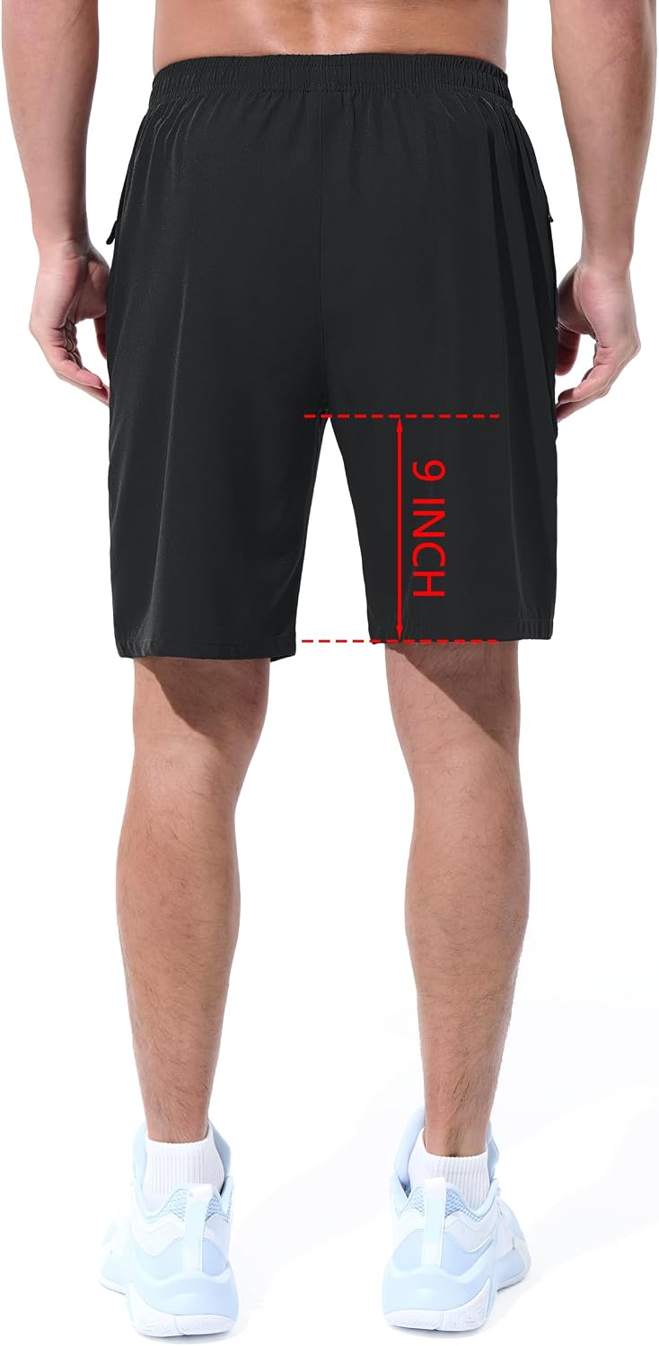Detalle de UIQUR Men’s Athletic Running Shorts (7”/9”) Quick-Dry Workout & Gym Shorts with Zipper Pockets