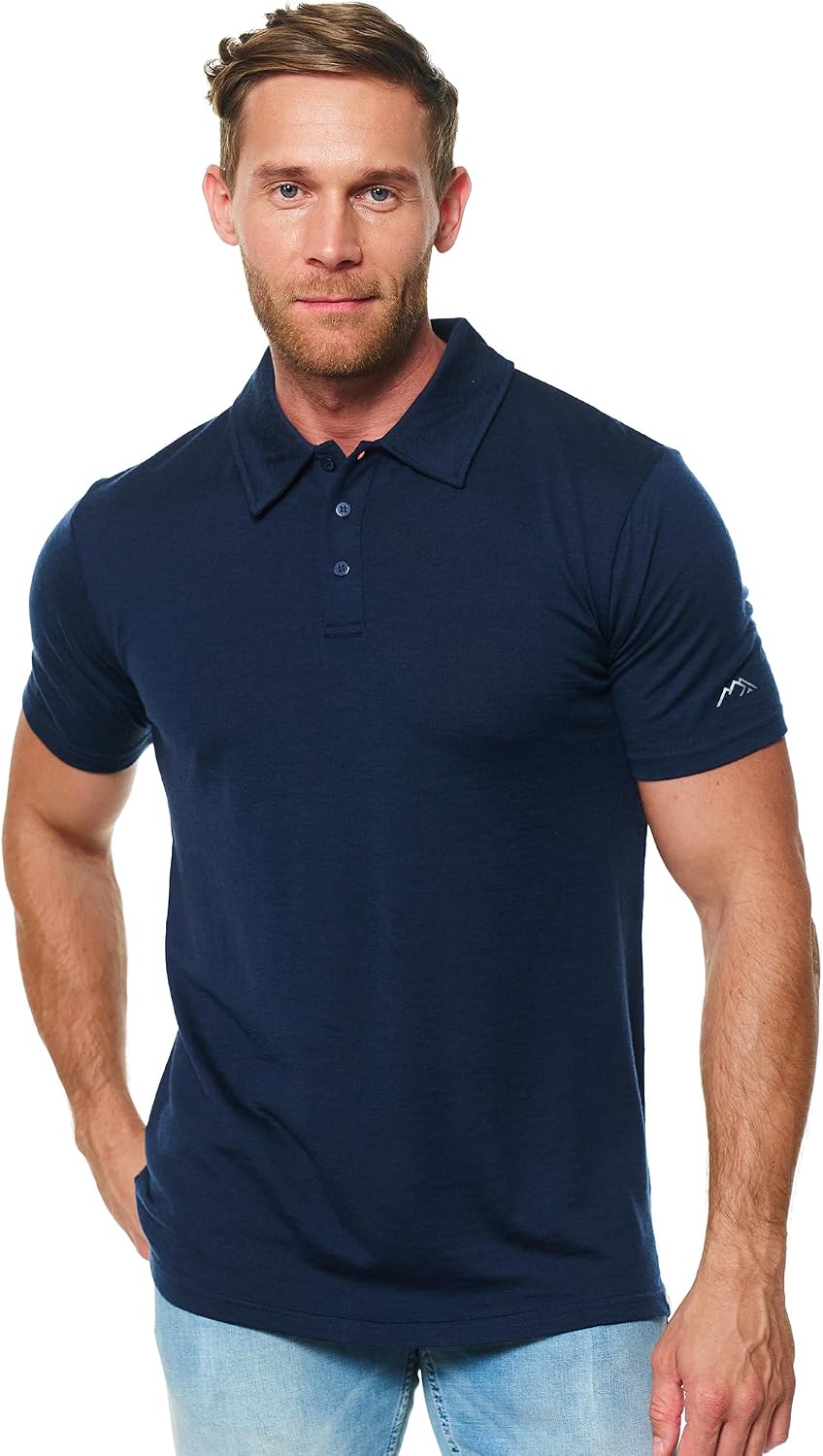 Detalle de Merino Poloshirt Herren Kurzarm Langarm