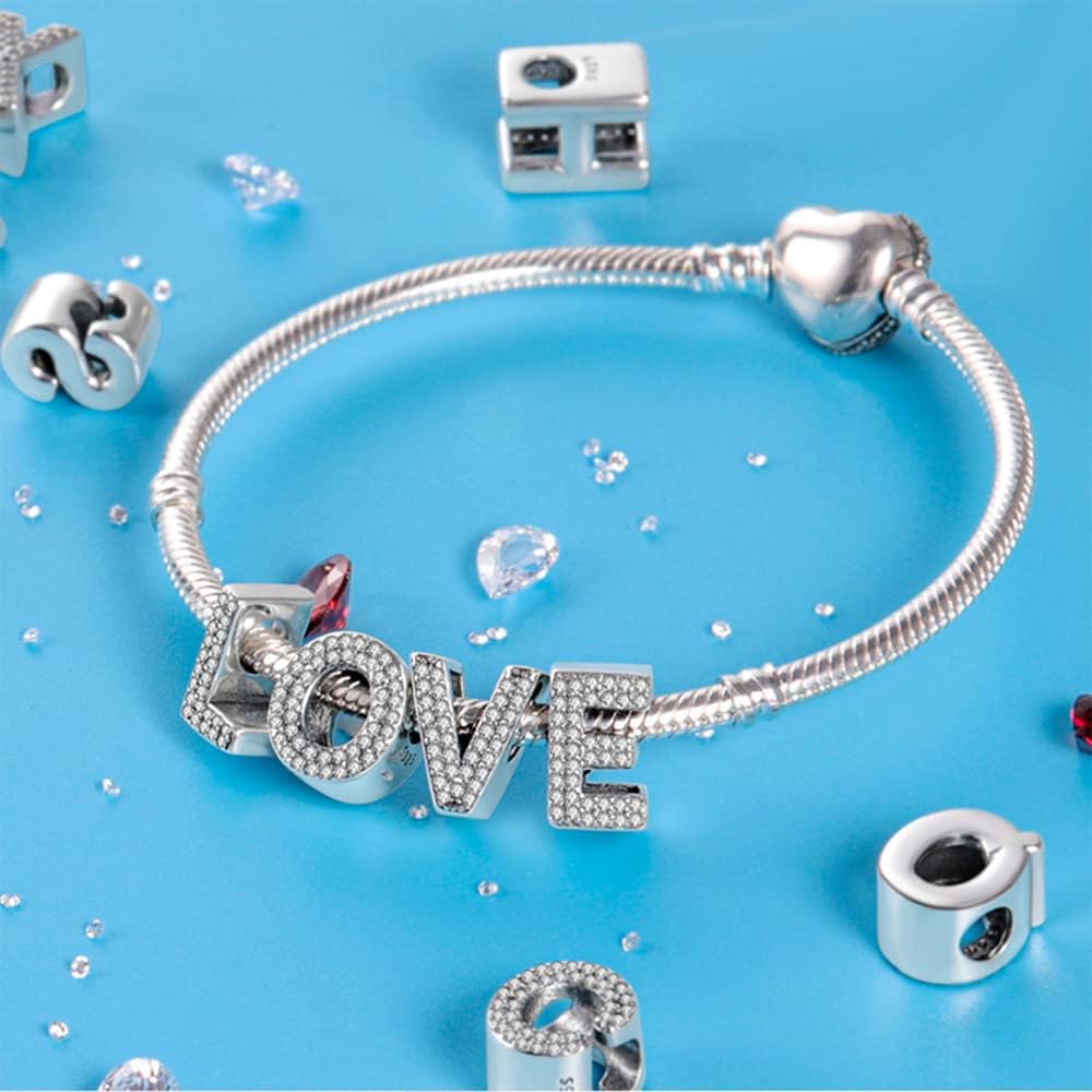 Thumbnail 6 de QIKAOLA S925 Sterling Silber A–Z Buchstaben Charms für Pandora‑Armbänder
