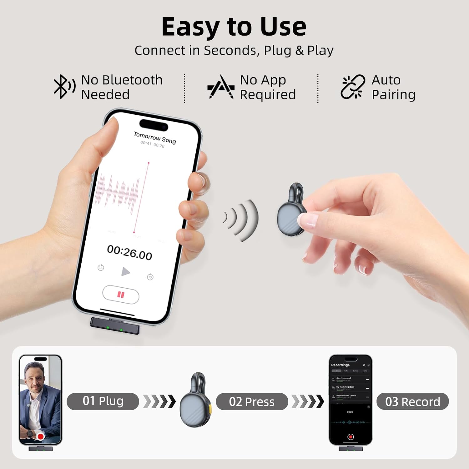 Thumbnail 4 de TXTUNE K28 Wireless Lavalier Microphone with USB-C and Charging Case