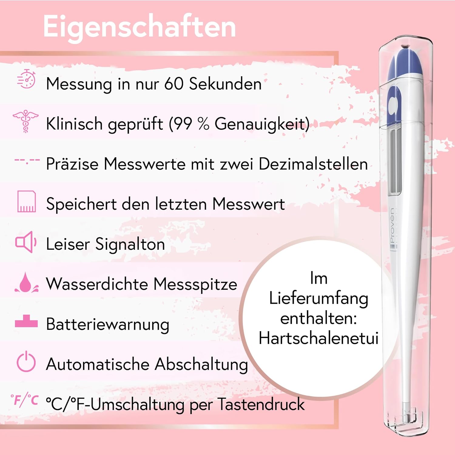 Thumbnail 3 de iProvèn Ovulationsthermometer Dual-Dezimal: Basalthermometer für präzise BBT-Auswertung