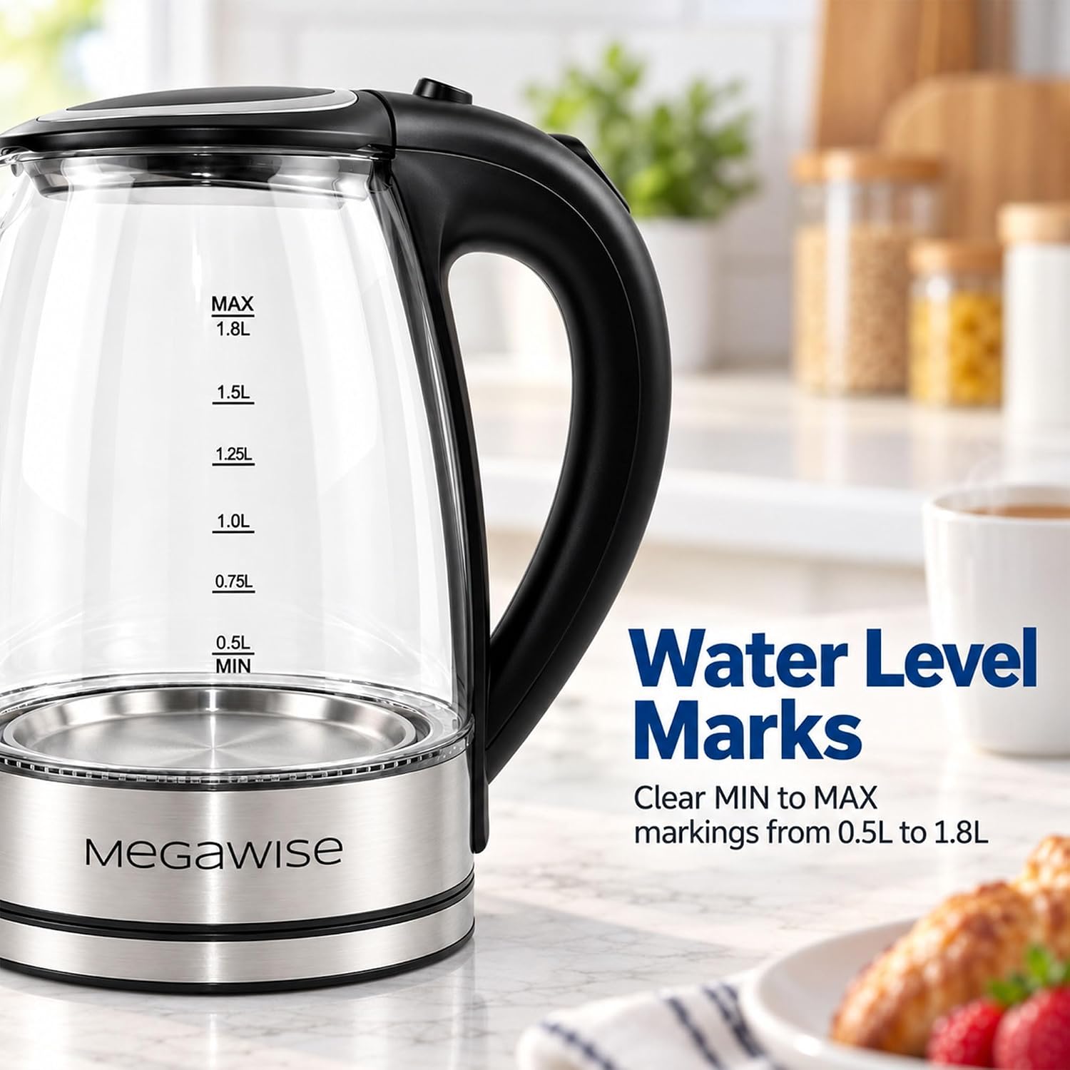 Thumbnail 6 de MEGAWISE Electric Glass Kettle 1.8L 🫖