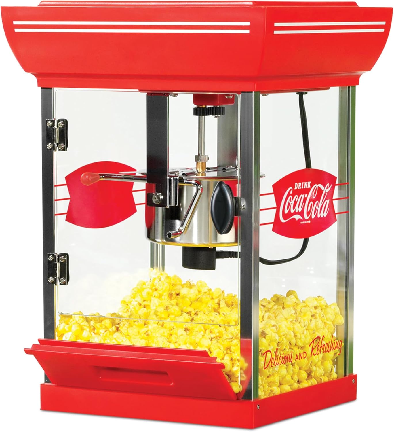 Thumbnail 2 de Nostalgia Coca-Cola Popcorn Maker Movie-Theater Style Cart (Red) with 2.5 Oz Kettle, 10-Cup Capacity