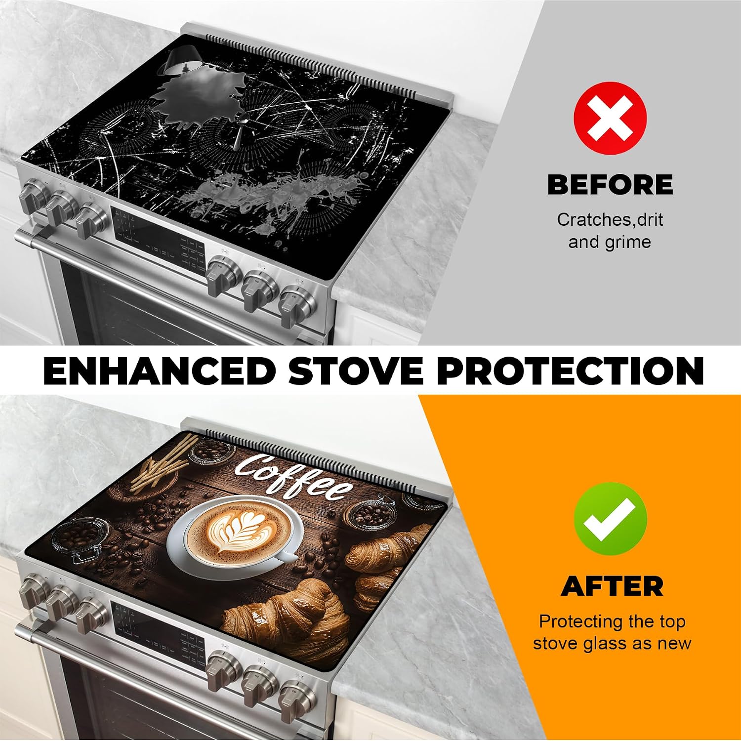 Detalle 1 de BSFHH SCG0001 Rubber Stove Top Cover Mat, Coffee, Non-Slip and Scratch-Resistant