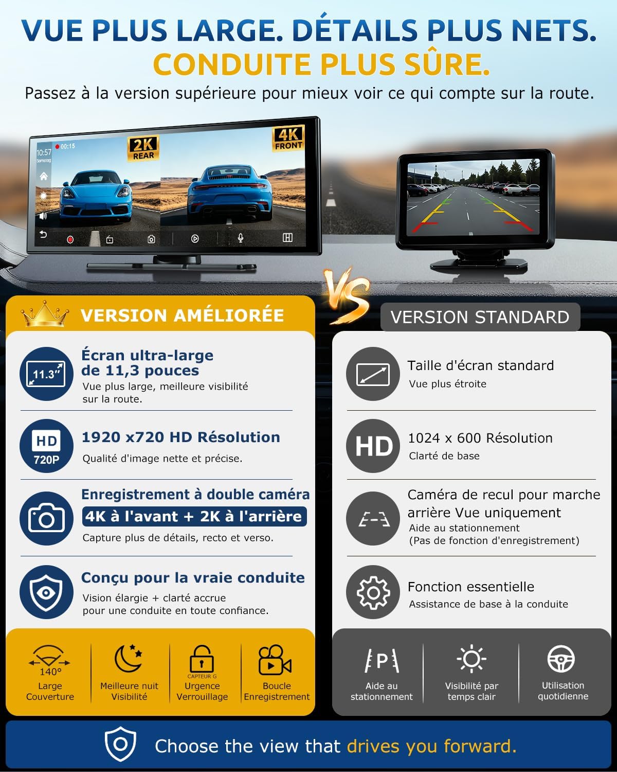 Thumbnail 4 de ESSGOO CarPlay Voiture: Écran tactile 11,3'' avec CarPlay sans fil, Android Auto et caméra 4K/1080P