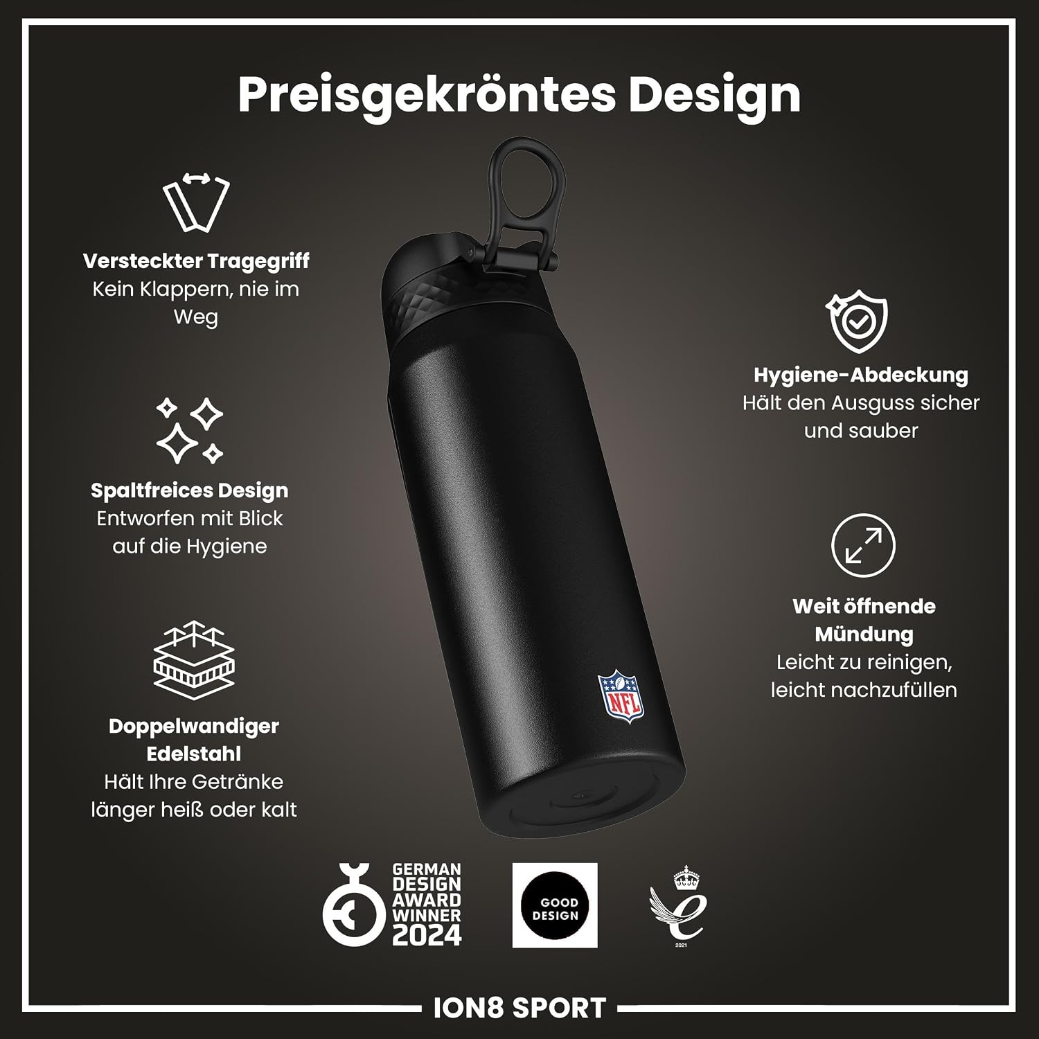 Detalle 2 de ion8 NFL Trinkflasche 750 ml đ„€