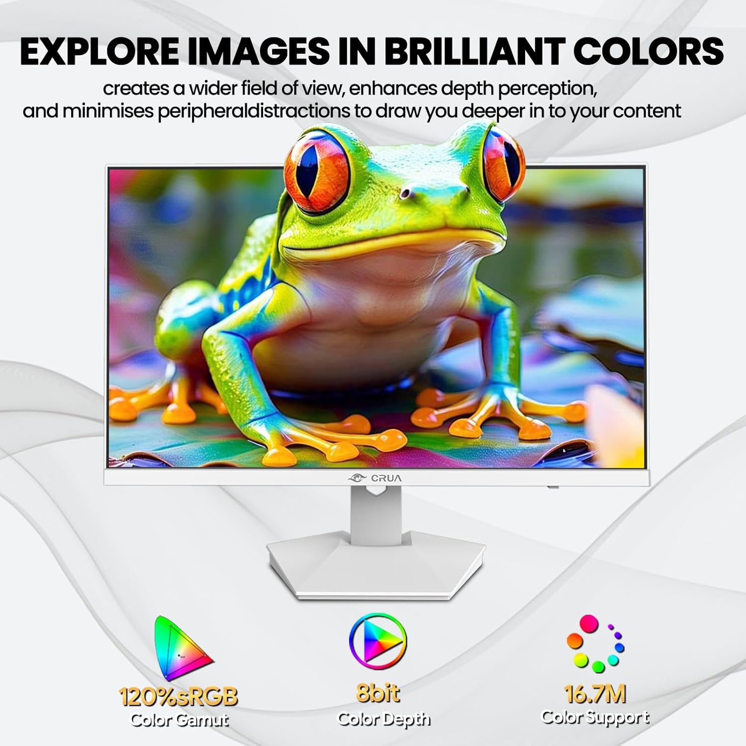 Thumbnail 3 de CRUA 27" 4K White Monitor for Work and Streaming