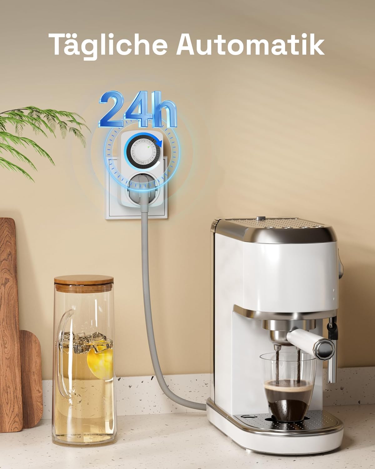 Detalle de Mechanische Zeitschaltuhr Steckdose HBN 2er-Set – Tagesprogramm, analog, 30-Min.-Intervall