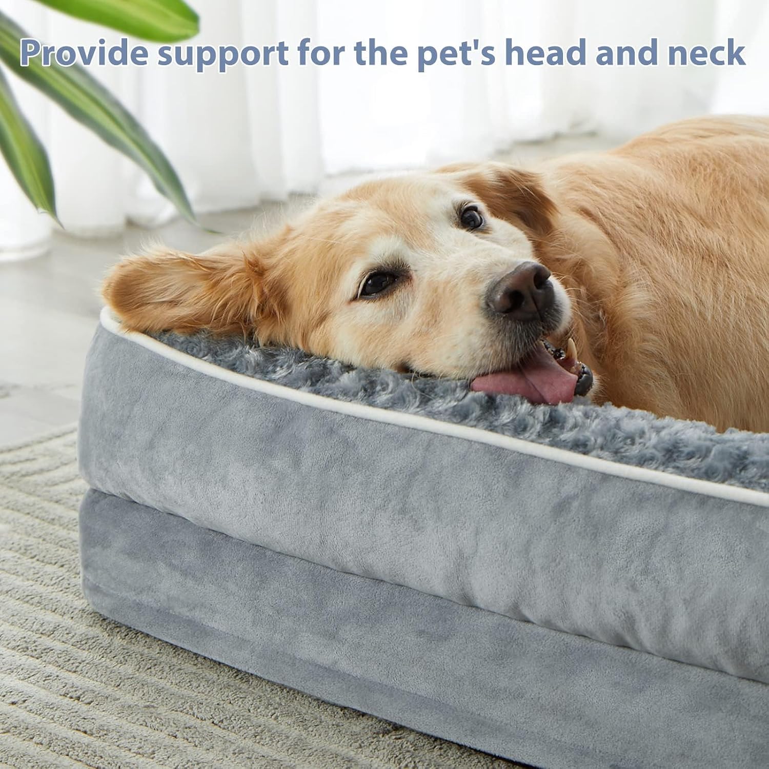 Detalle de Quilmfoam Orthopedic Dog Bed for Large Dogs – Large, Waterproof, Removable Cover