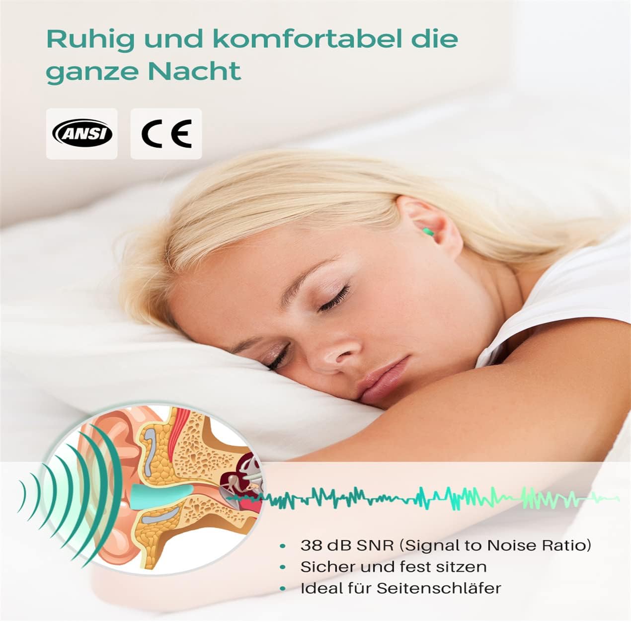 Thumbnail 1 de Gehörschutz Stöpsel – 60 Paar 38 dB SNR, superweiche Schaumstoff-Ohrstöpsel zum Schlafen und Lernen