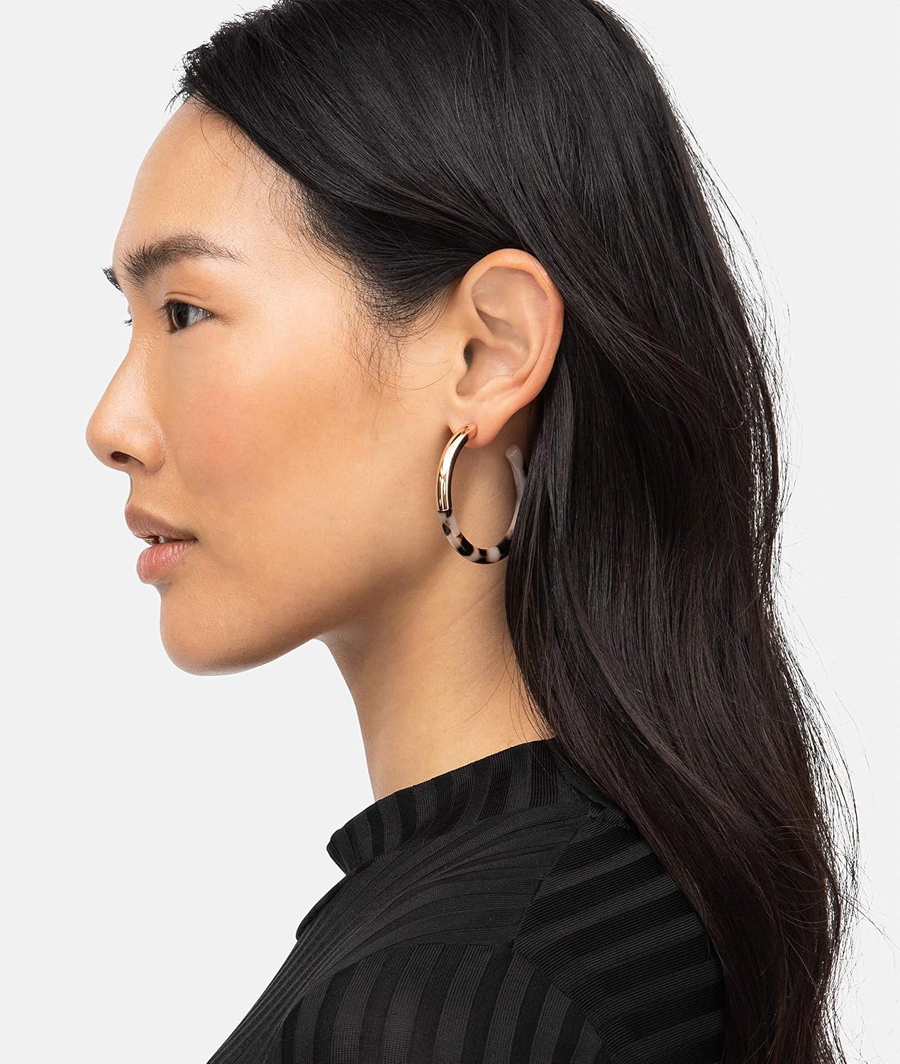 Detalle 2 de LIEBESKIND BERLIN Damen Creolen Acetat – Roségoldfarbene Edelstahl-Ohrringe, 5 cm