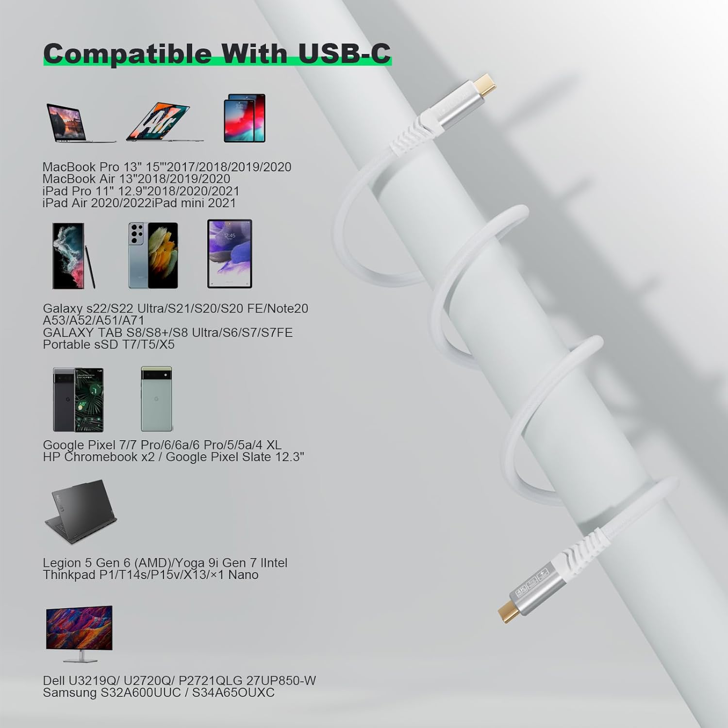 Thumbnail 4 de CAKOBLE USB‑C auf USB‑C Kabel (3.2, bis zu 20 Gbps, 100 W) – 1,5 m