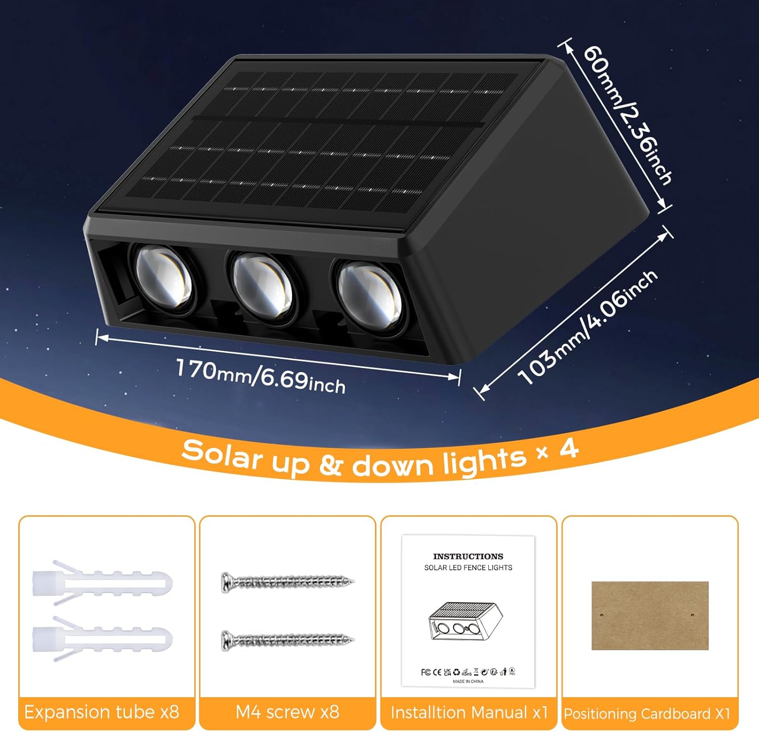 Thumbnail 6 de Quntis Applique da Esterno Solare Doppia Luce – 6 LED, 13 Modalità, IP65