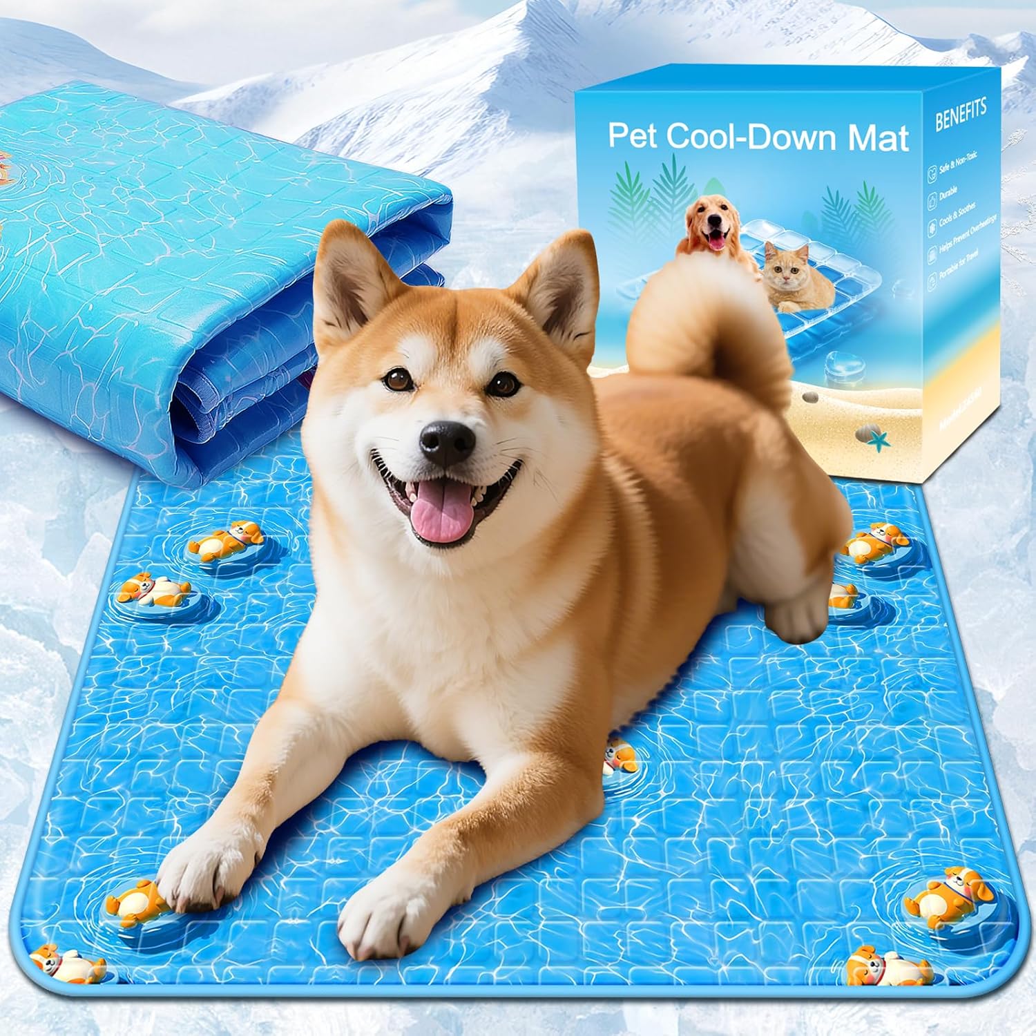 Detalle de RARIRO Dog Cooling Mat 90 x 60cm Large – Self-Cooling, Non-Toxic & Anti-Scratch