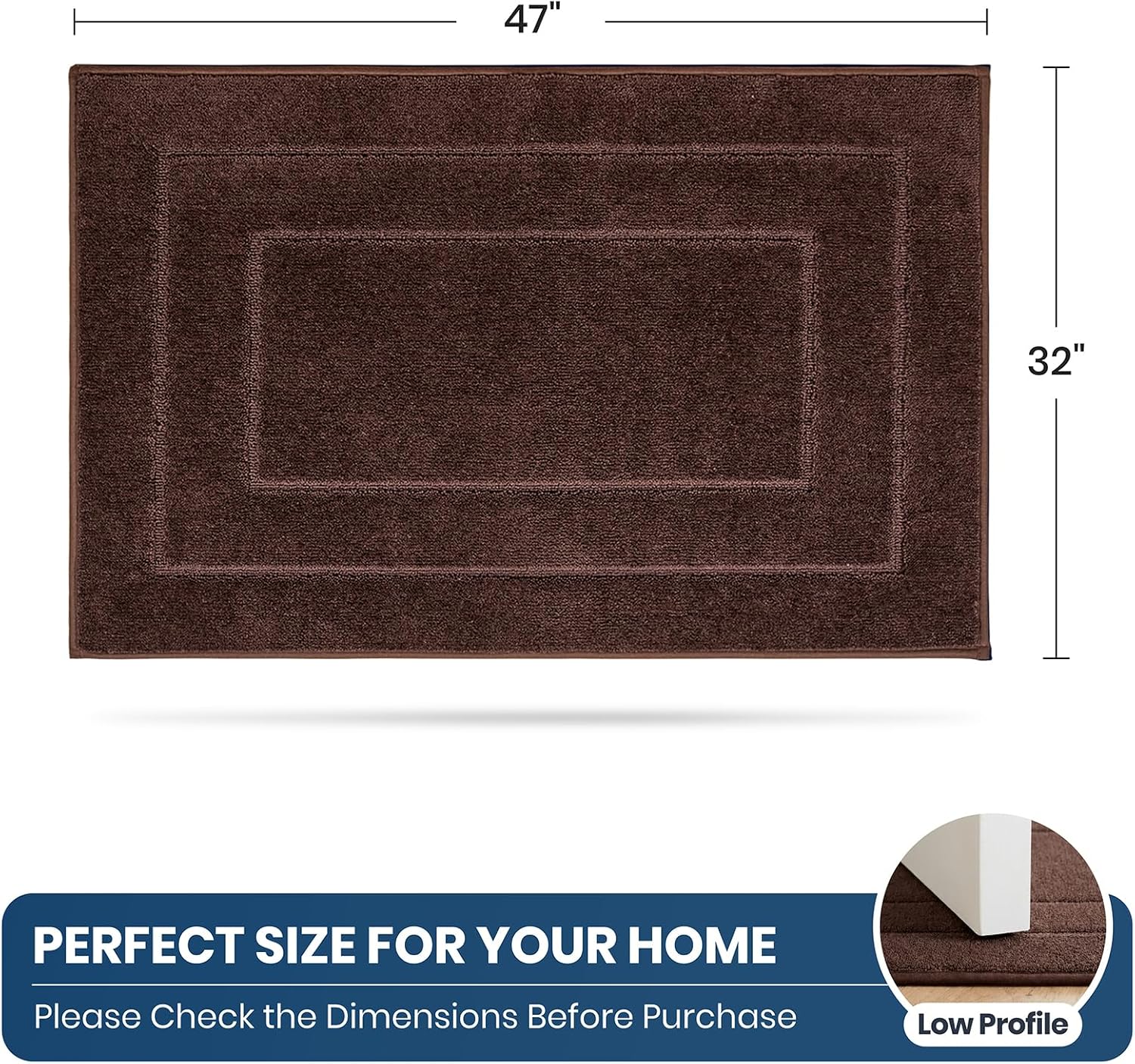 Thumbnail 1 de PURRUGS Machine Washable Kitchen Rug 32" x 47" — Non-Slip, Highly Absorbent Brown Kitchen Runner