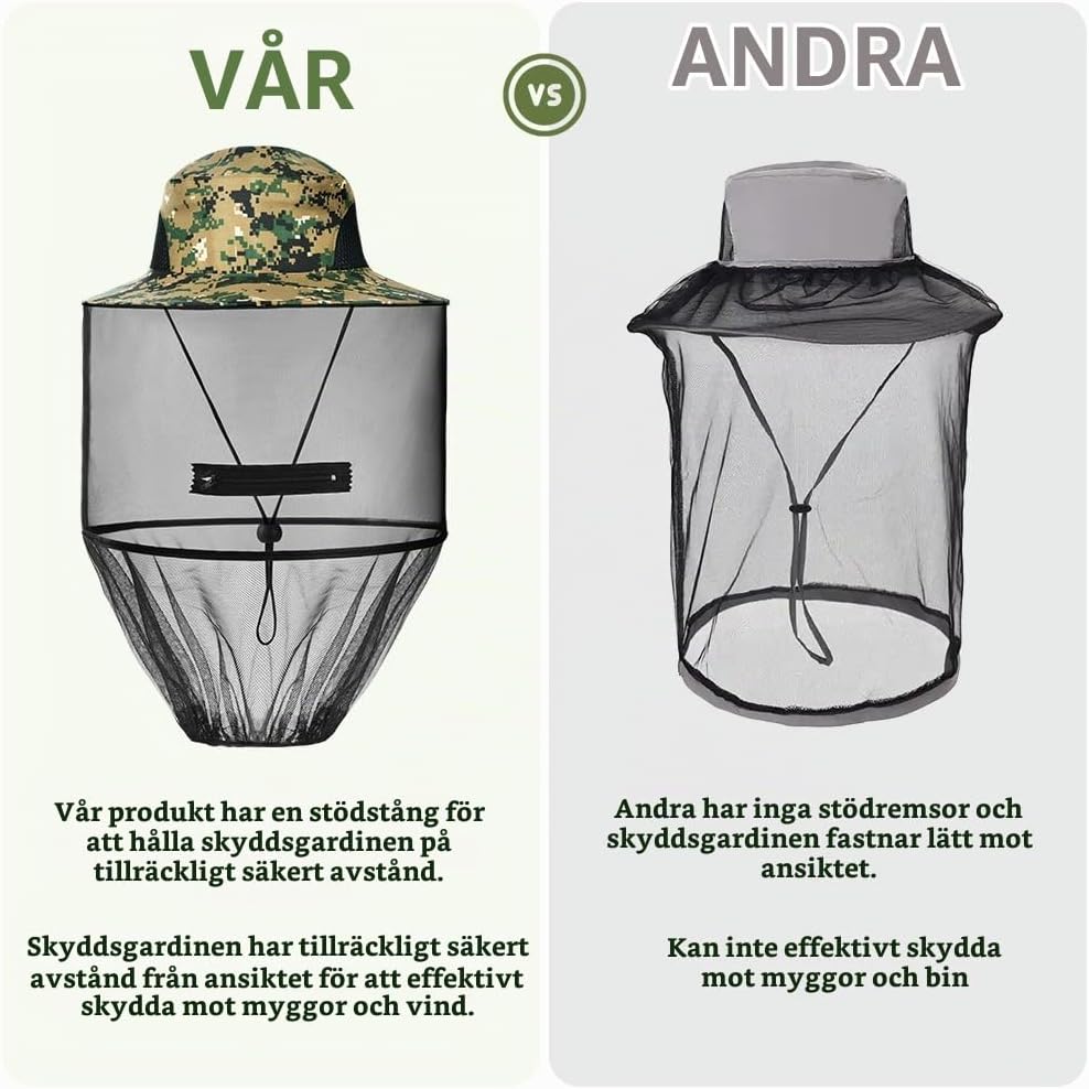 Detalle 2 de AOGOE mygghatt med avtagbart nät, bred skärm och grön färg