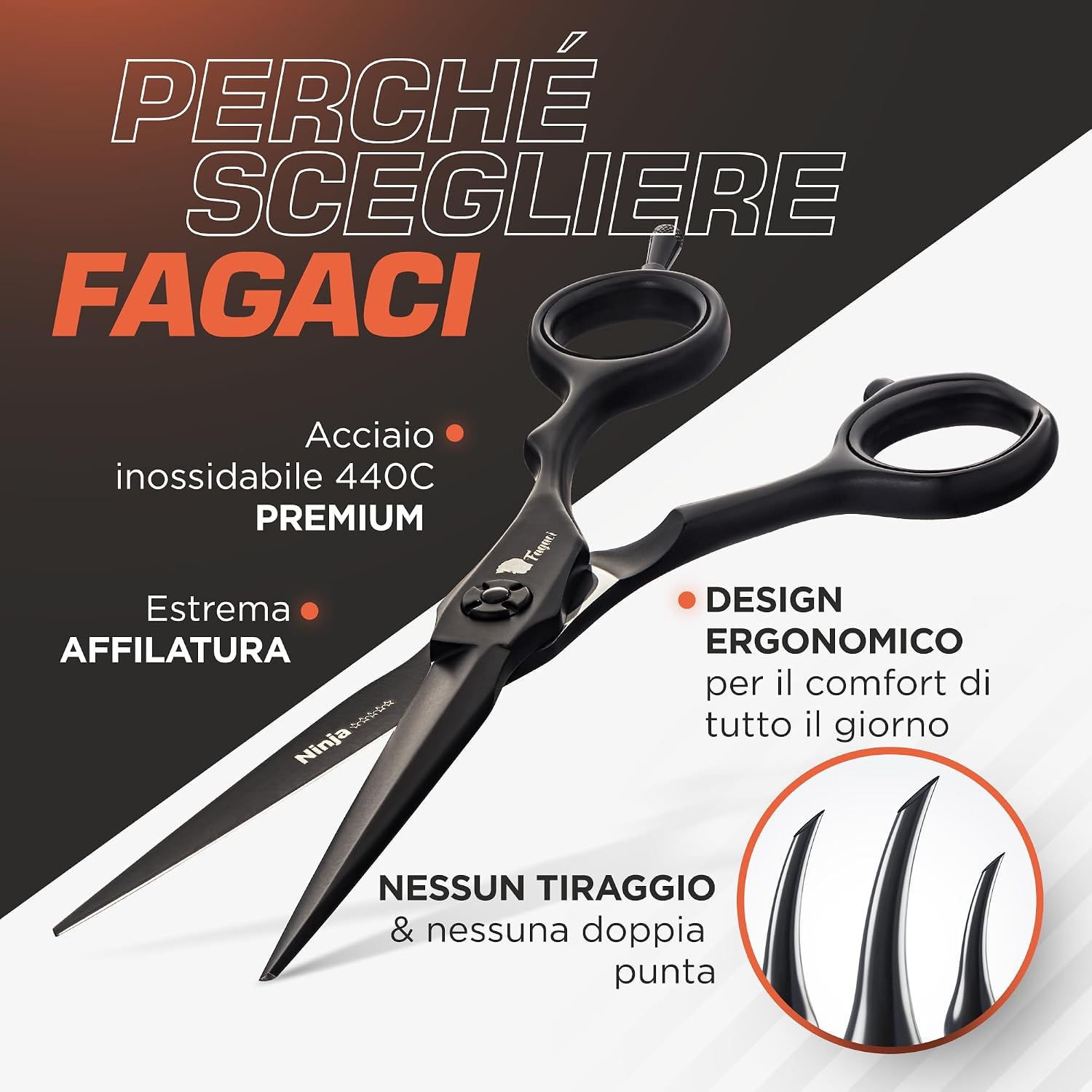 Thumbnail 3 de Fagaci Forbici Parrucchiere Professionali 5" Acciaio 440C – Taglio di precisione