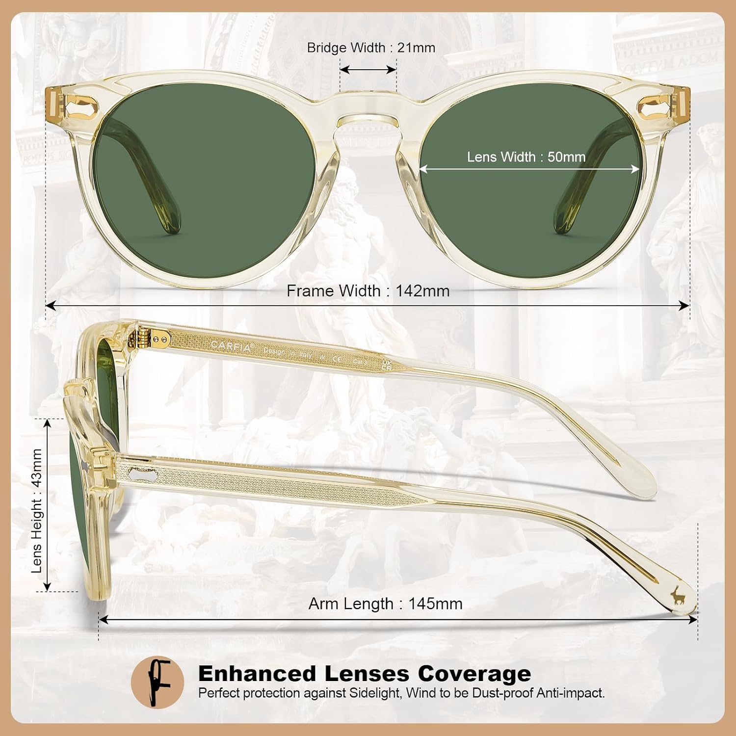 Thumbnail 5 de CARFIA CA5506 Polarised round sunglasses UV400 🕶