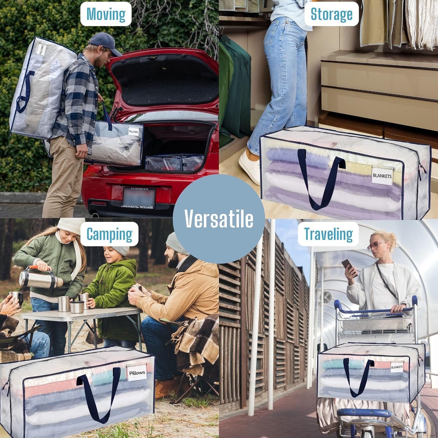 Thumbnail 5 de VENO 8 Pack Moving Bags large storage tote with straps