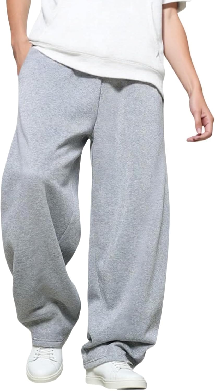 Detalle de LuminBlaze Men’s Baggy Sweatpants, Cotton Wide-Leg Joggers with Deep Pockets