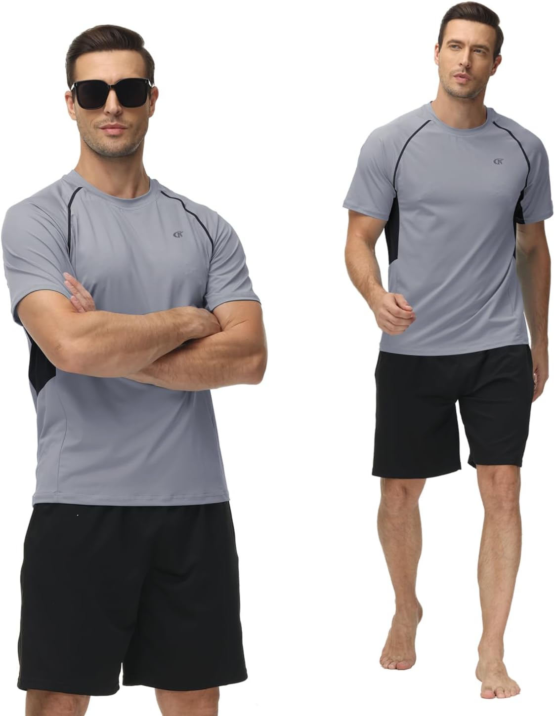 Detalle 2 de Huayuzh Herren UV-Rashguard-Shirt – Schnelltrocknendes Schwimm- und Surftop mit 4-Wege-Stretch