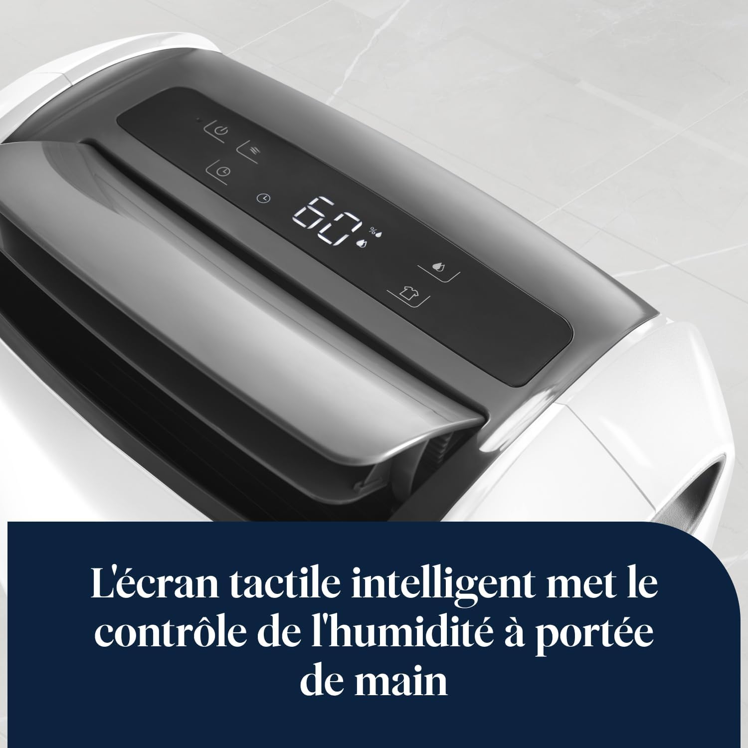 Detalle de De’Longhi Tasciugo AriaDry Multi DDSX225 – Déshumidificateur portable 25L/24h, 90 m³, filtration 2 états, blanc