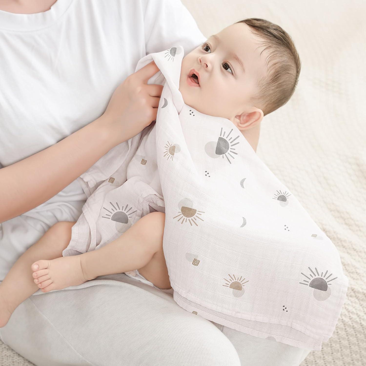 Thumbnail 2 de bearmoss Muslin Squares Cloths: 60x60cm Ultra-Soft Baby Burp Cloths (5 Pack) – Whale