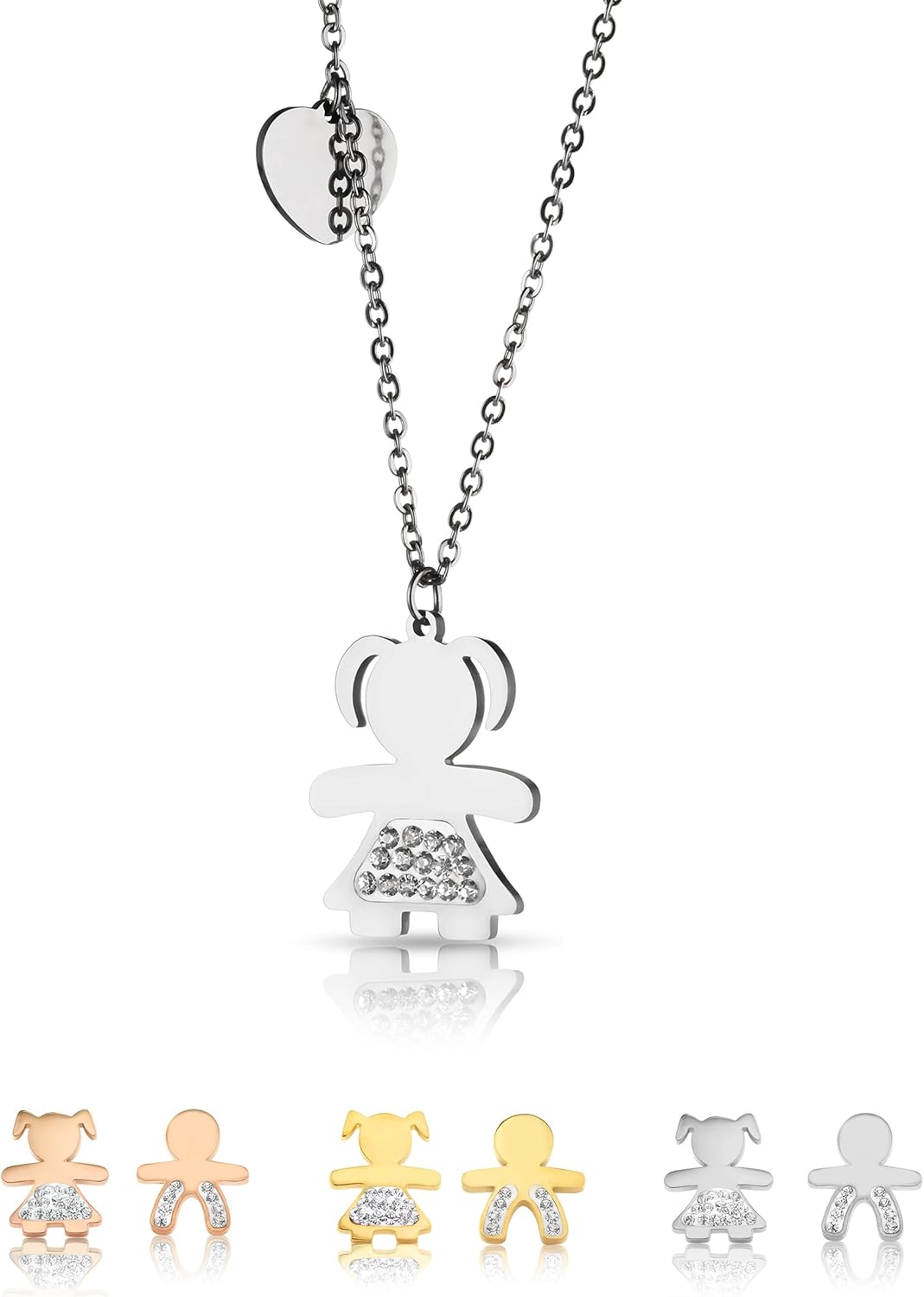 Detalle de inSCINTILLE Collier en Acier Inoxydable avec Pendentif Bébé – Intemporel et ajustable