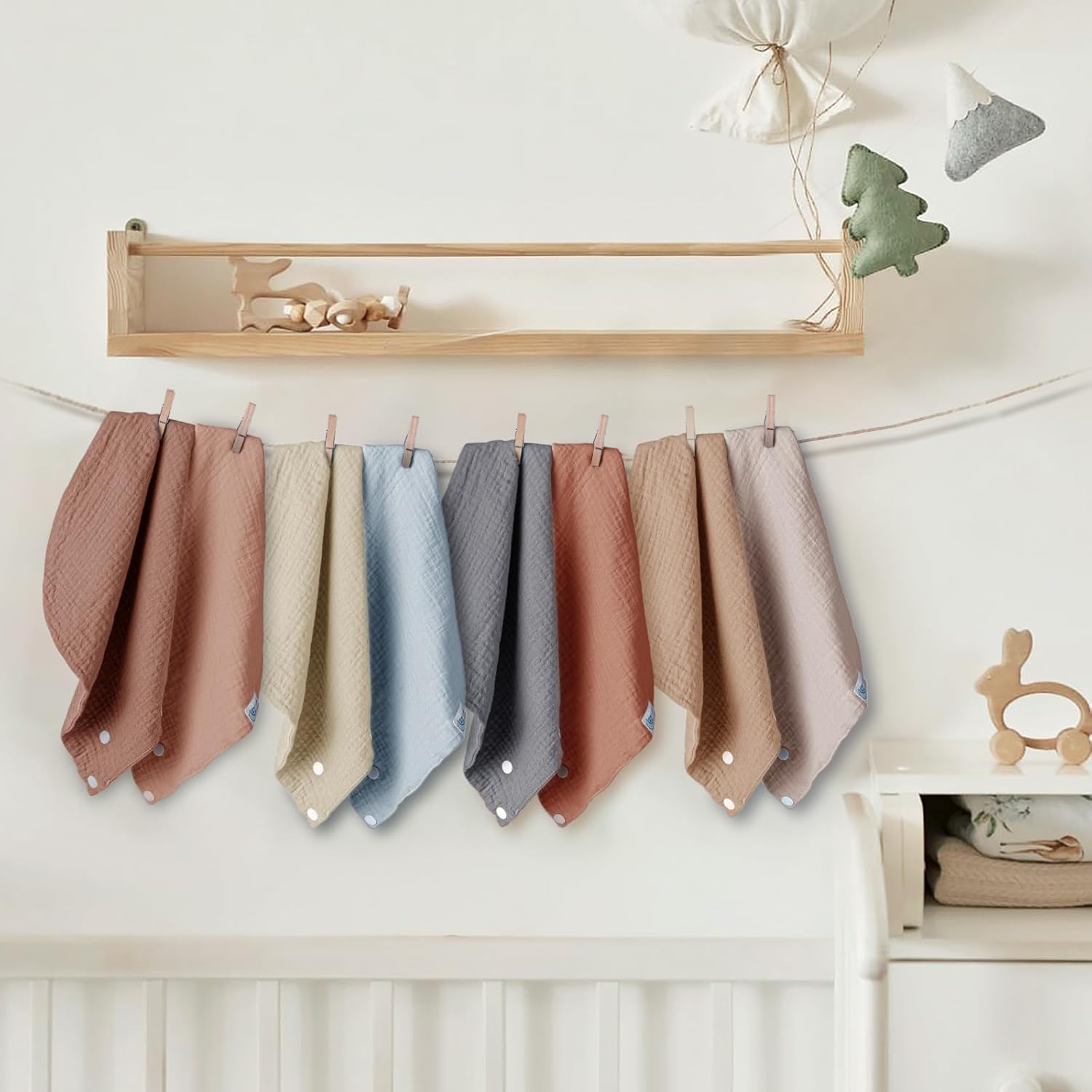 Thumbnail 5 de lulumoon Lätzchen Baby Absorbierendes Dreieckstuch – 4-Lagen Musselin, quadratisch 29 × 29 cm