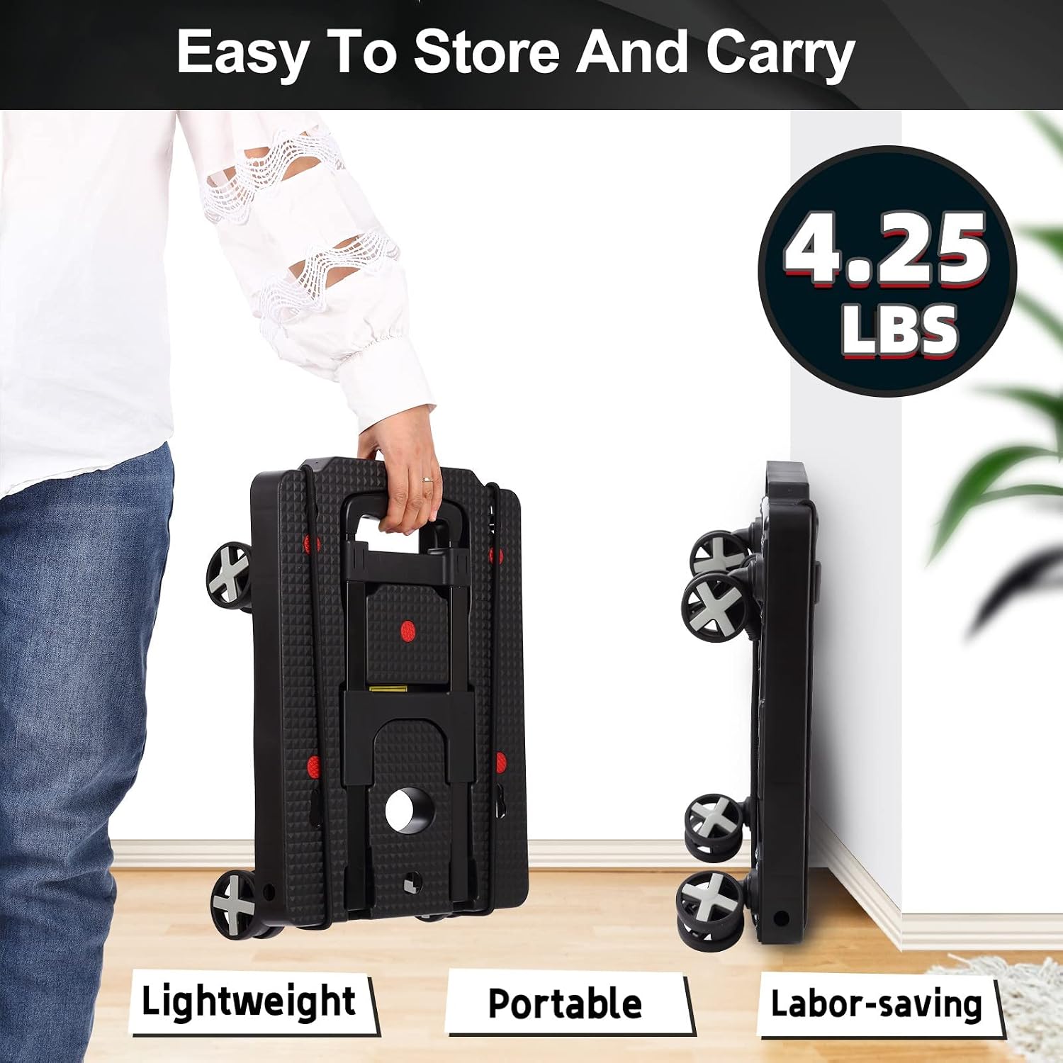 Thumbnail 6 de GtIiFmTe GtIiFmTe-001 Foldable Hand Truck, 4 Swivel Wheels, 3 Bungee Cords