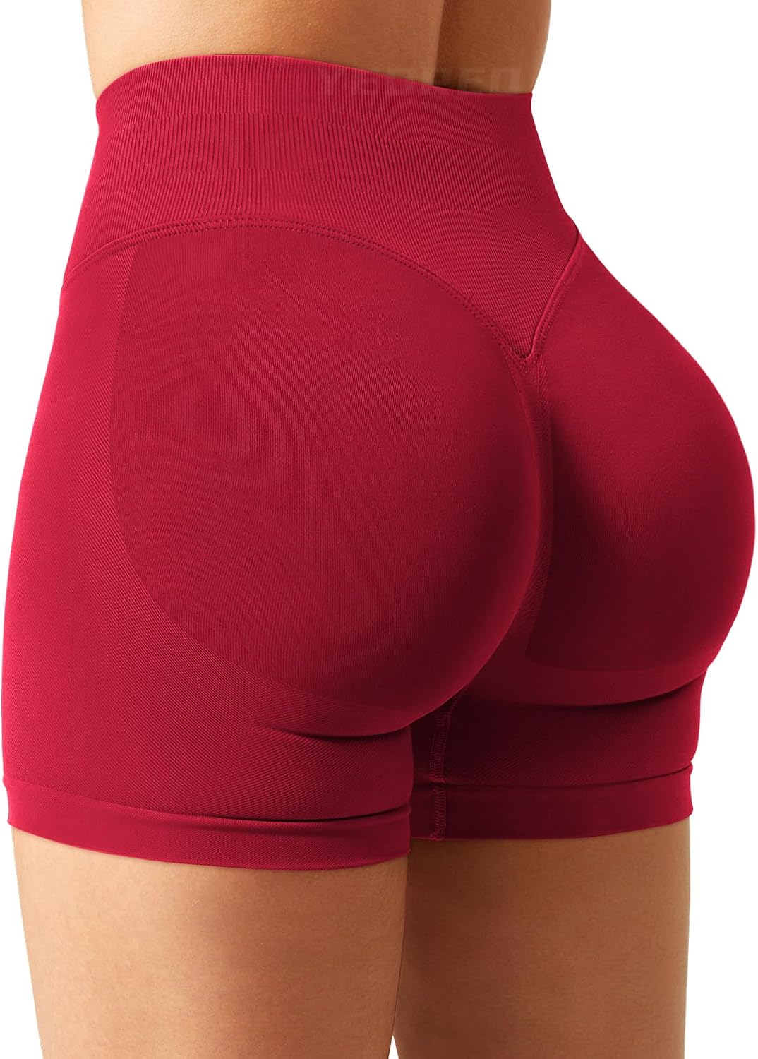 Detalle de YEOREO SoftHue Damen Sportshorts Invisible Scrunch (4,5") – nahtlos, feuchtigkeitsableitend & push-up für Workout und Alltag