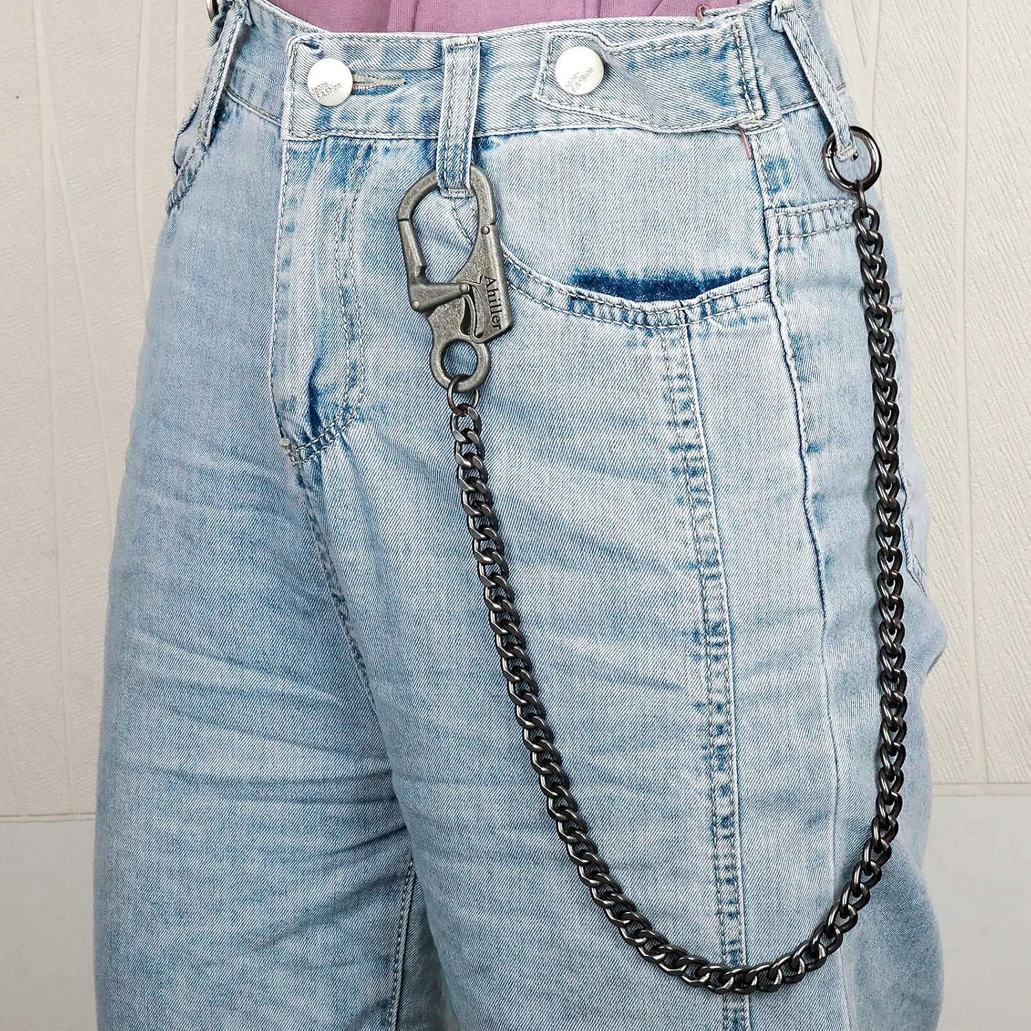 Thumbnail 1 de Ahiller Chaîne de Portefeuille pour Homme – mousqueton renforcé et chaîne en acier inoxydable, Gris acier QK-1P