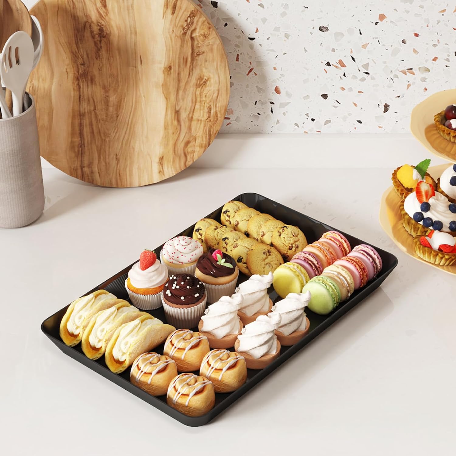 Detalle de Lifewit 22048 Plastic Serving Trays, Set of 6, Black, BPA-Free