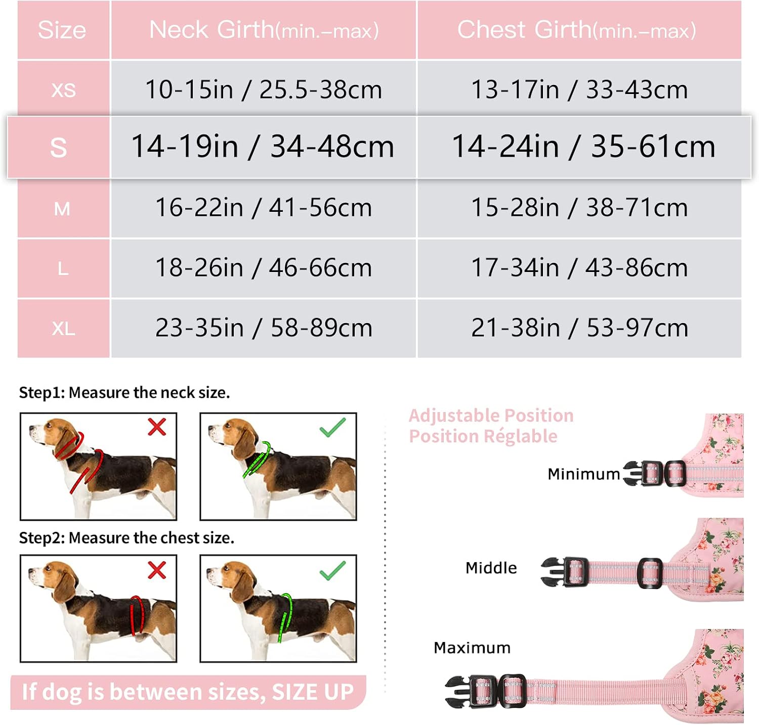 Detalle 2 de HEELE Dog Harness for Small Dogs (No Pull) with Reflective Strips, Soft Padded Handle – Flower-Pink, Size S