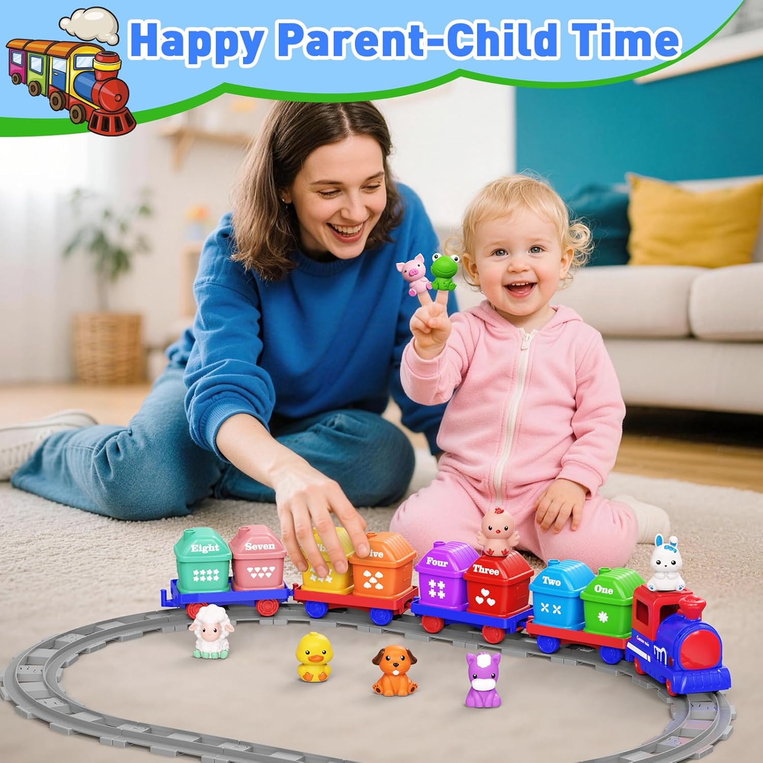 Detalle de Cmiolacuna Train Set for Toddlers (Ages 2-4) with Farm Animals, Music & Lights