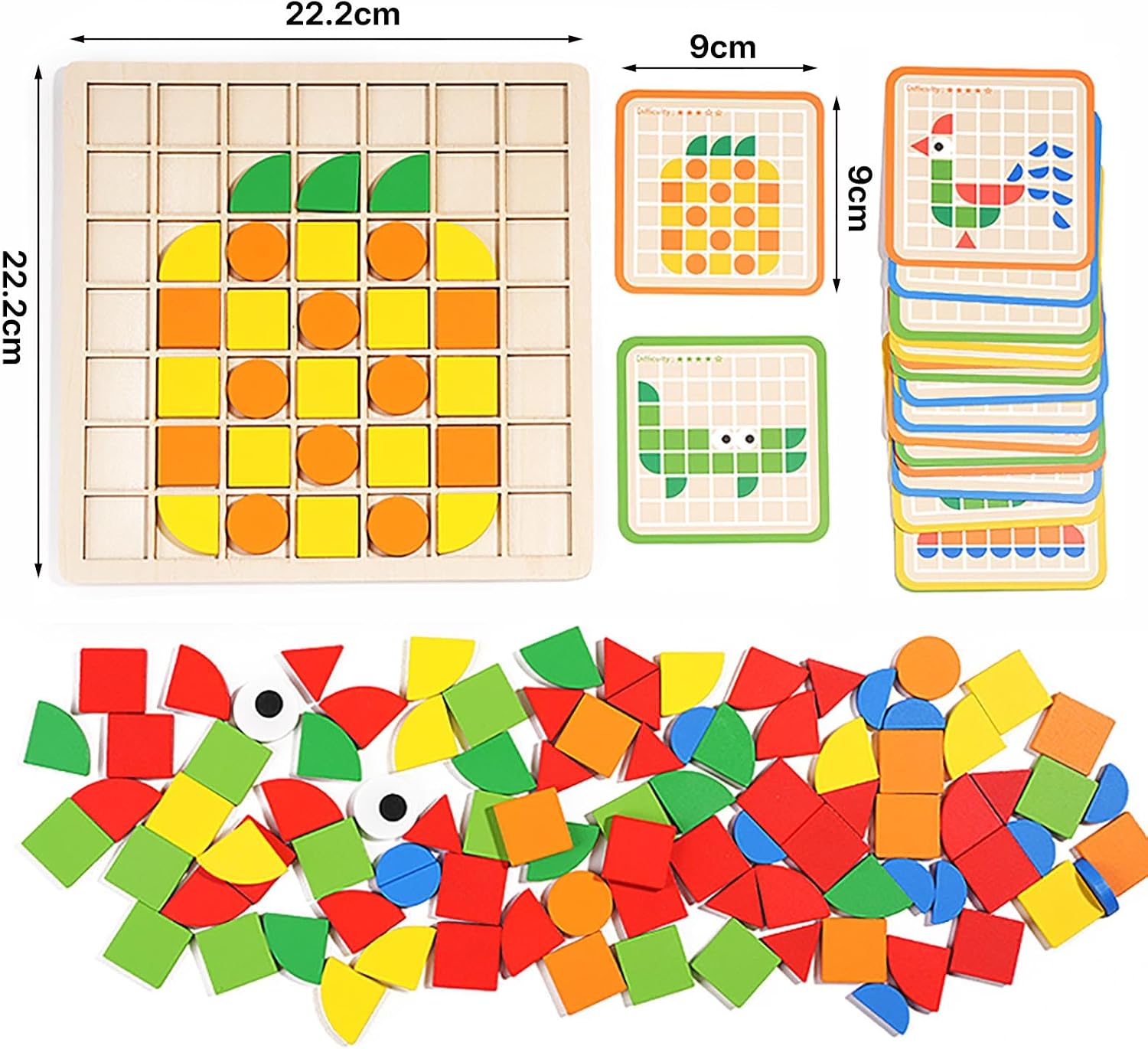 Thumbnail 4 de Dr. MUYA SD46 houten mozaïekpuzzel met 120 stukjes en 20 voorbeeldkaarten