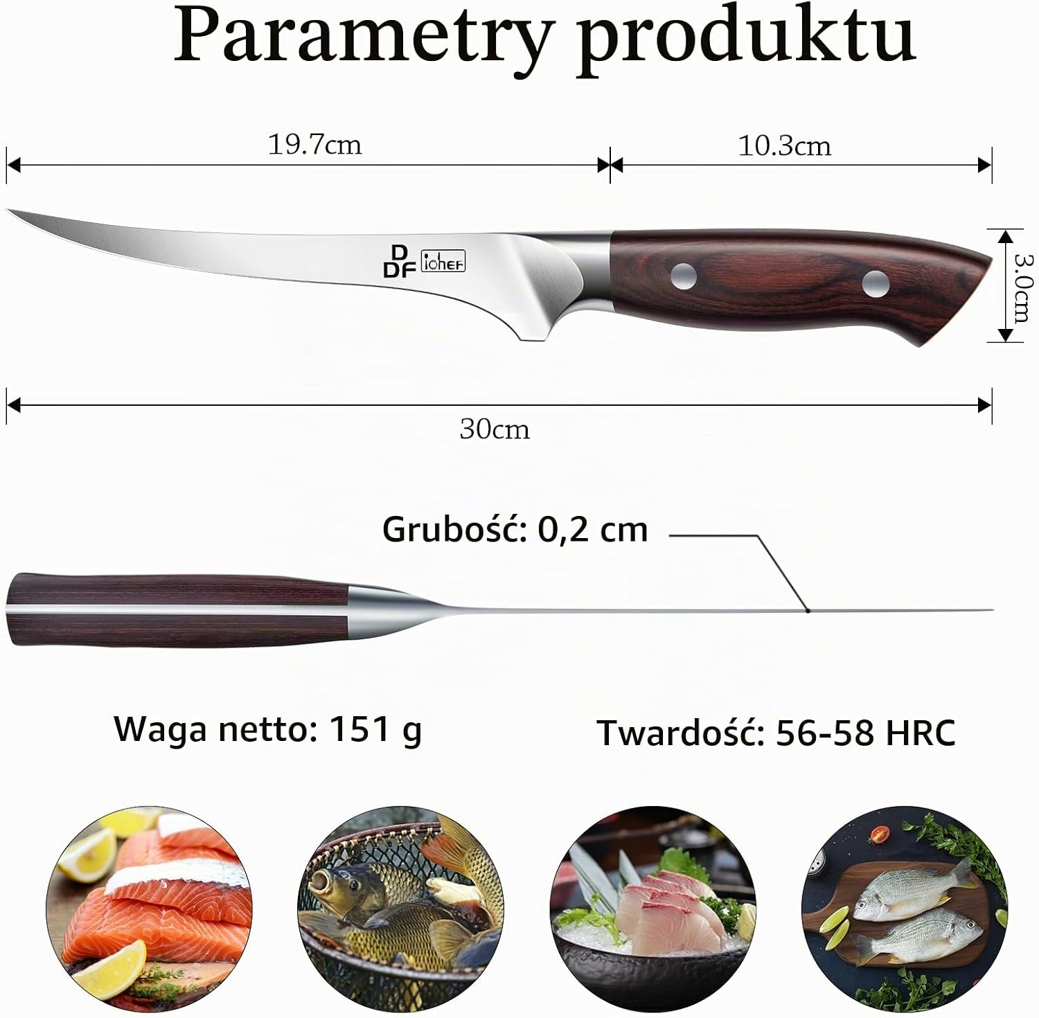 Detalle 2 de DDF iohEF C2306TGUS010 – nóż do filetowania i odkostniania 18 cm