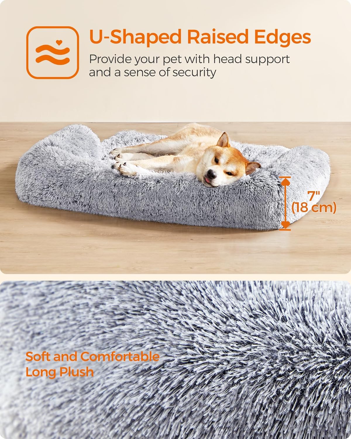 Thumbnail 3 de Feandrea FluffyHug XL calming dog bed 110×95×18 cm