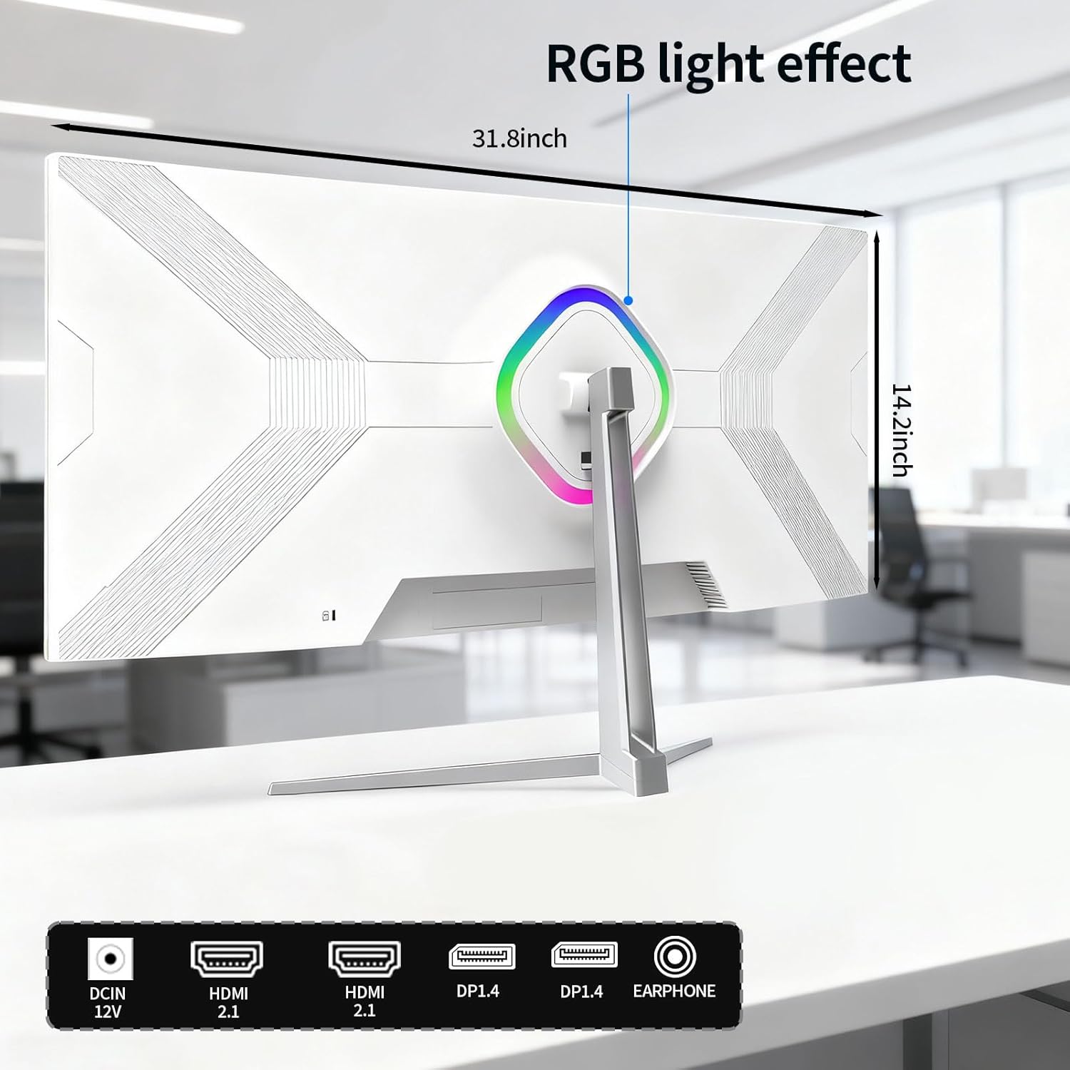 Thumbnail 1 de ZZA 34'' Curved Ultrawide Gaming Monitor (3440×1440, 180Hz) — FreeSync, HDMI 2.1 & DP 1.4, PBP