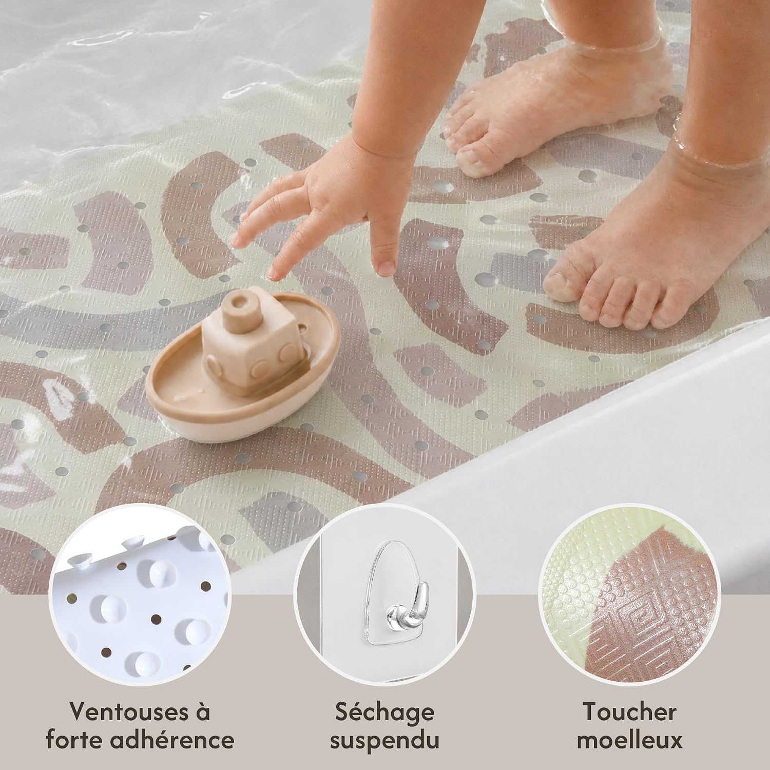 Detalle de Hakuna Matte Gentle Arcs HM-BM-100-40-GE badmat, vinyl, 100 x 40 cm